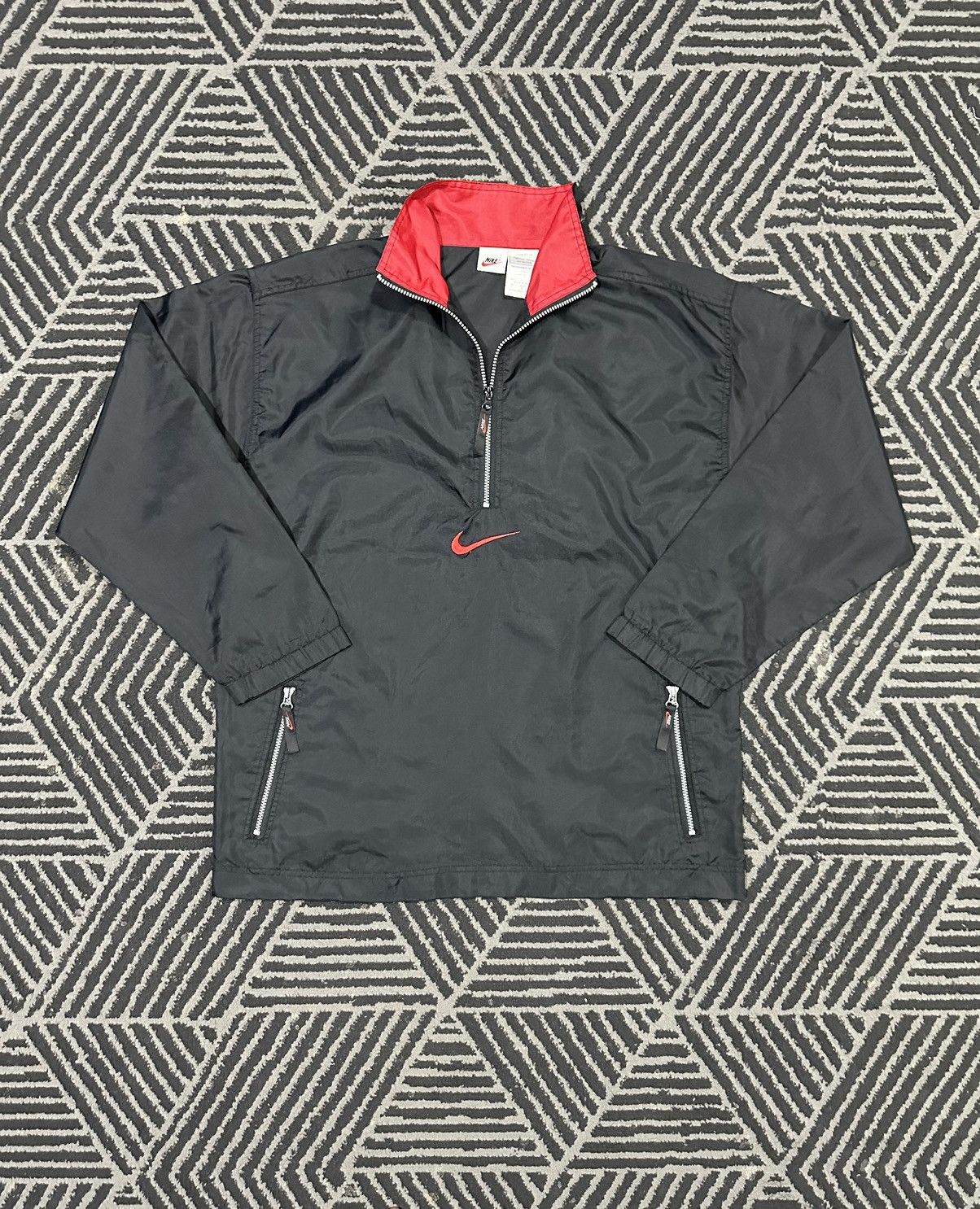 Vintage 90s NIKE Swoosh Center Embroidery Half Zip Jacket