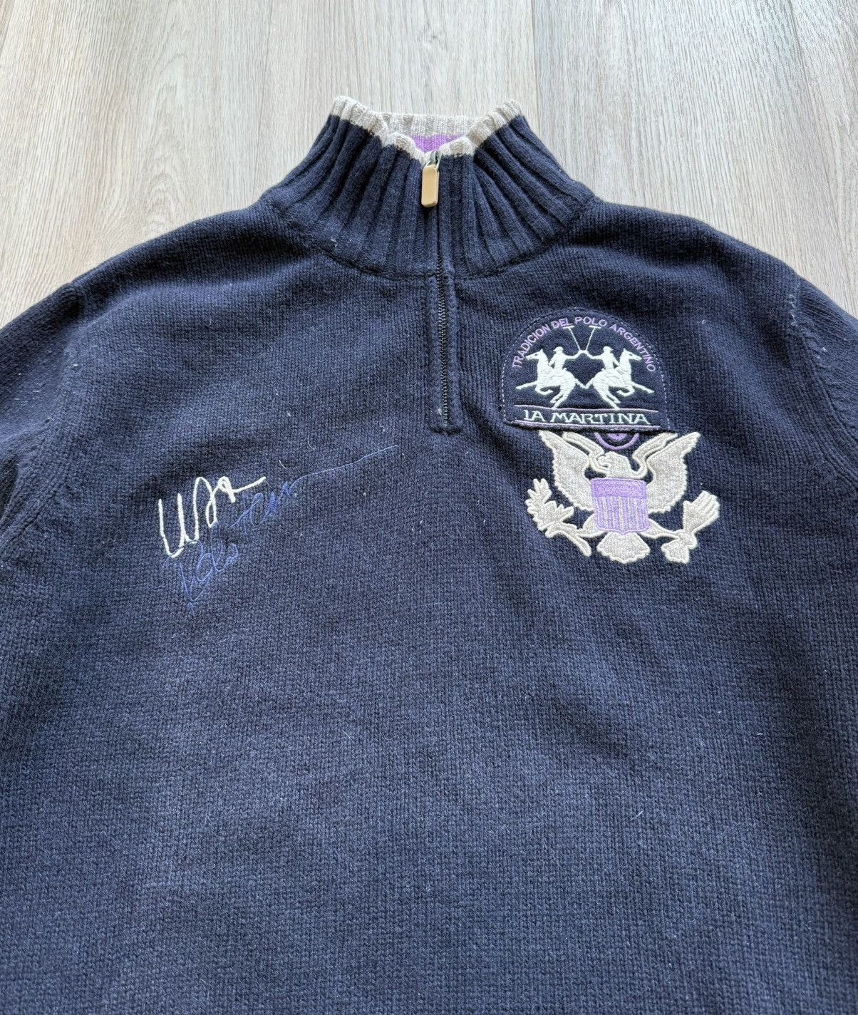 La Martina La Martina Navy Blue Wool Knit Sweater Size US XL / EU 56 / 4 - 3 Thumbnail