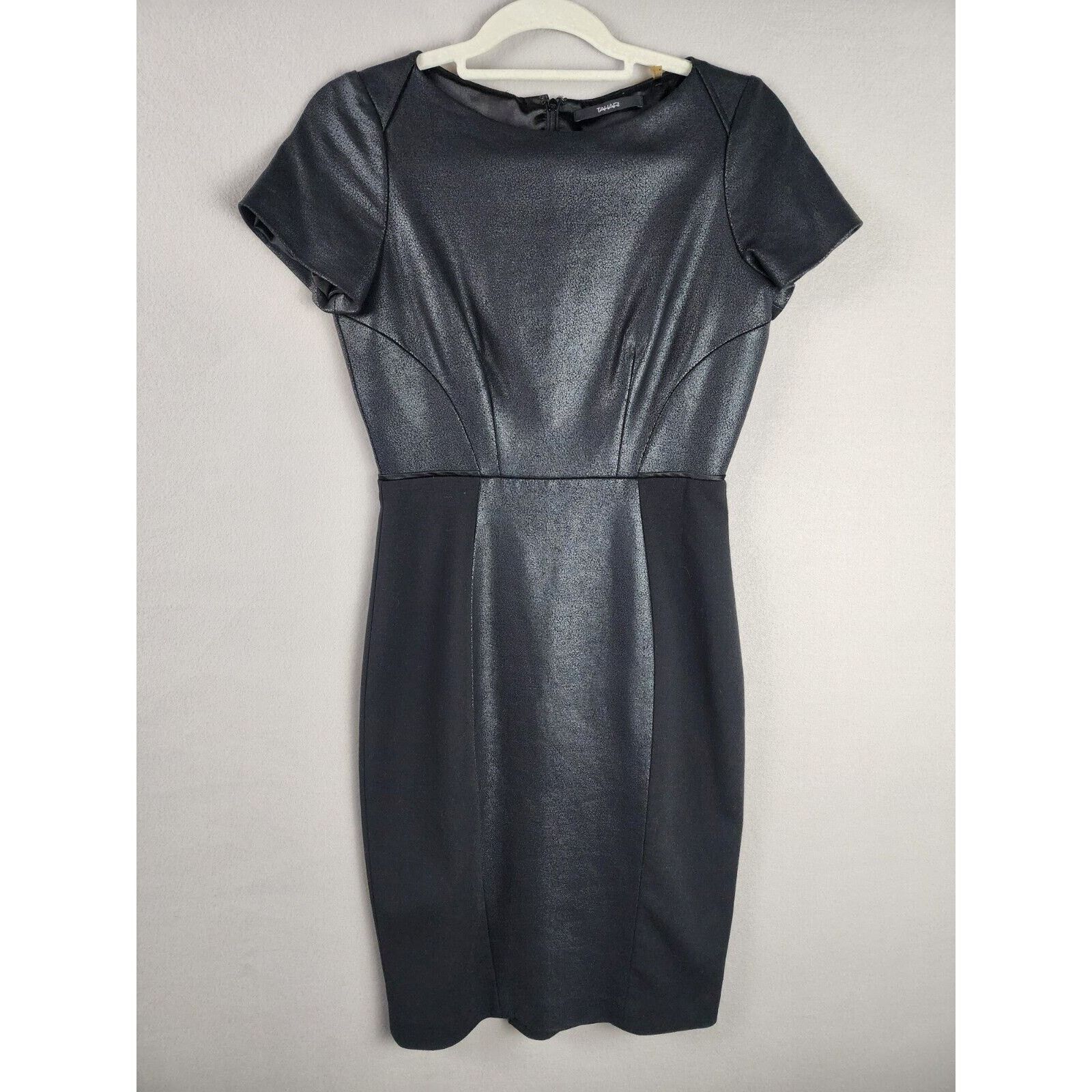 Elie Tahari Tahari Black Sheath Dress Size 4 - Textured Upper Size S / US 4 / IT 40 - 1 Thumbnail