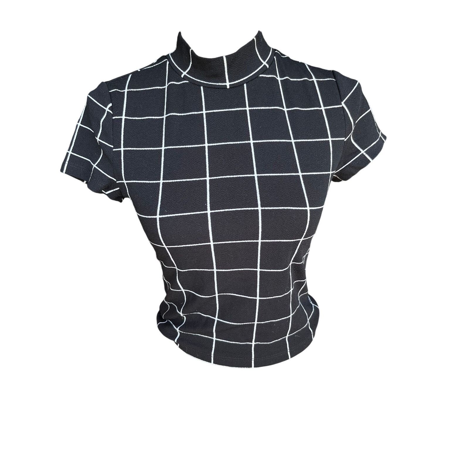 Shein Shein classic Mock Neck Grid Crop Top Size S / US 4 / IT 40 - 1 Thumbnail