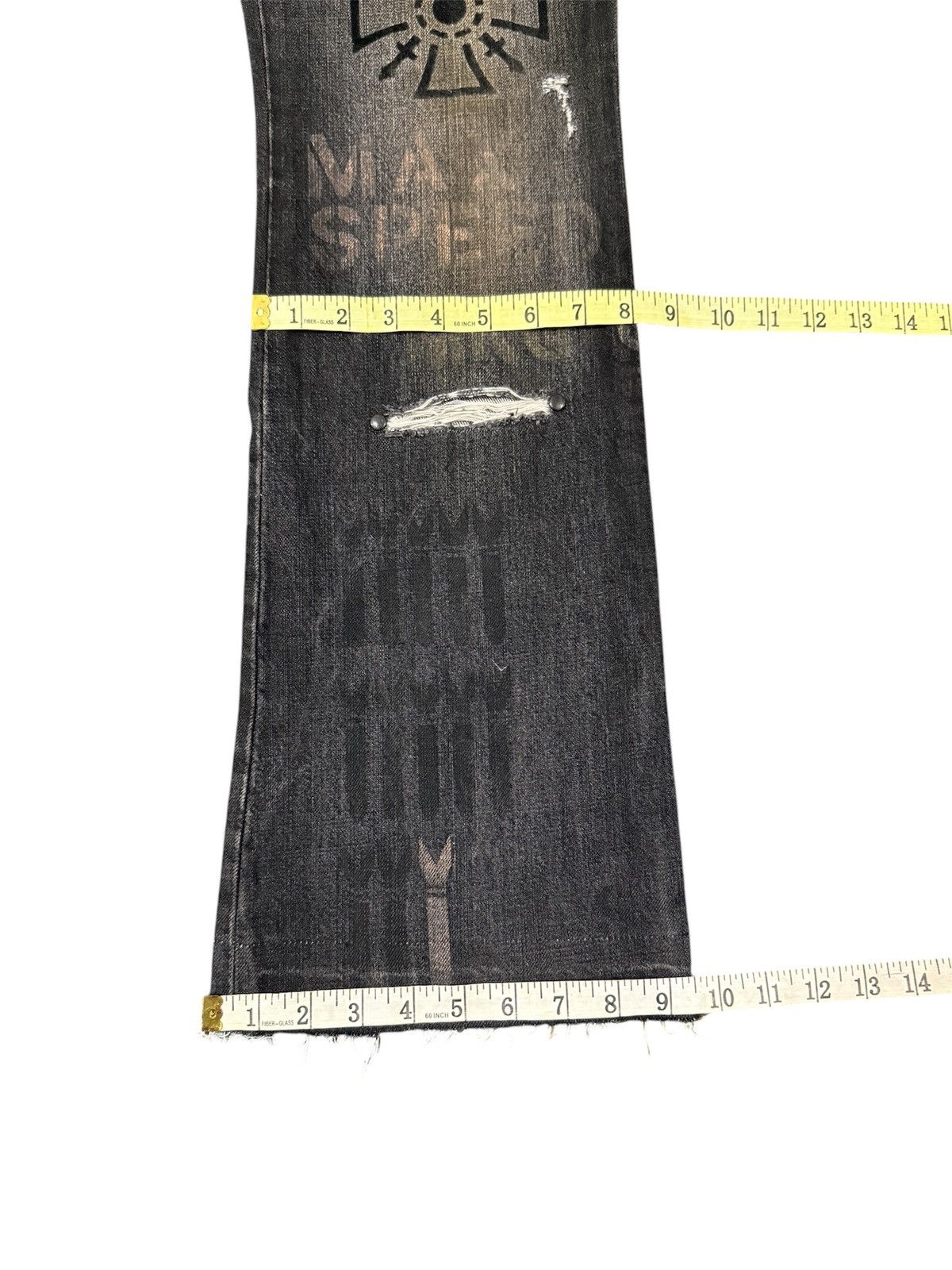 If Six Was Nine × Le Grande Bleu (L.G.B.) Very Rare Schorl Distressed Flare Printed Jeans Size US 32 / EU 48 - 18 Thumbnail