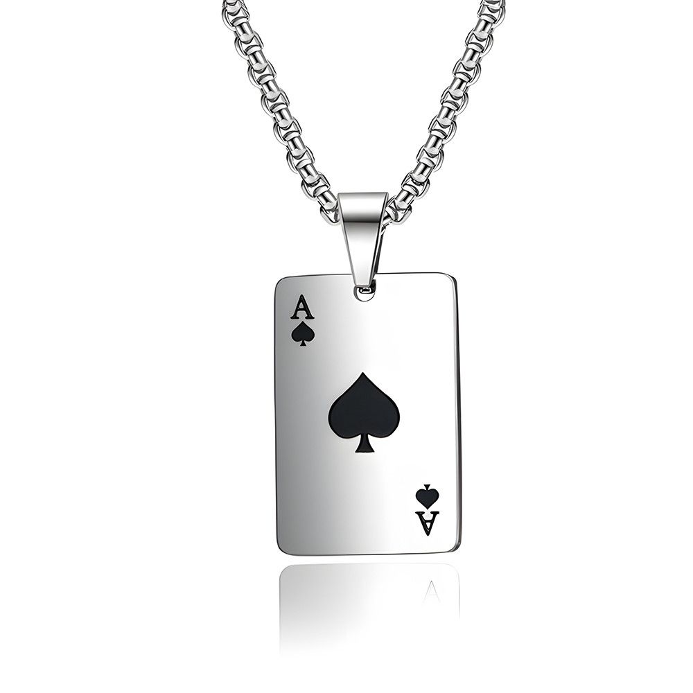 Vintage Stainless Steel Poker Card Ace of Spades Necklaces Size ONE SIZE - 5 Thumbnail