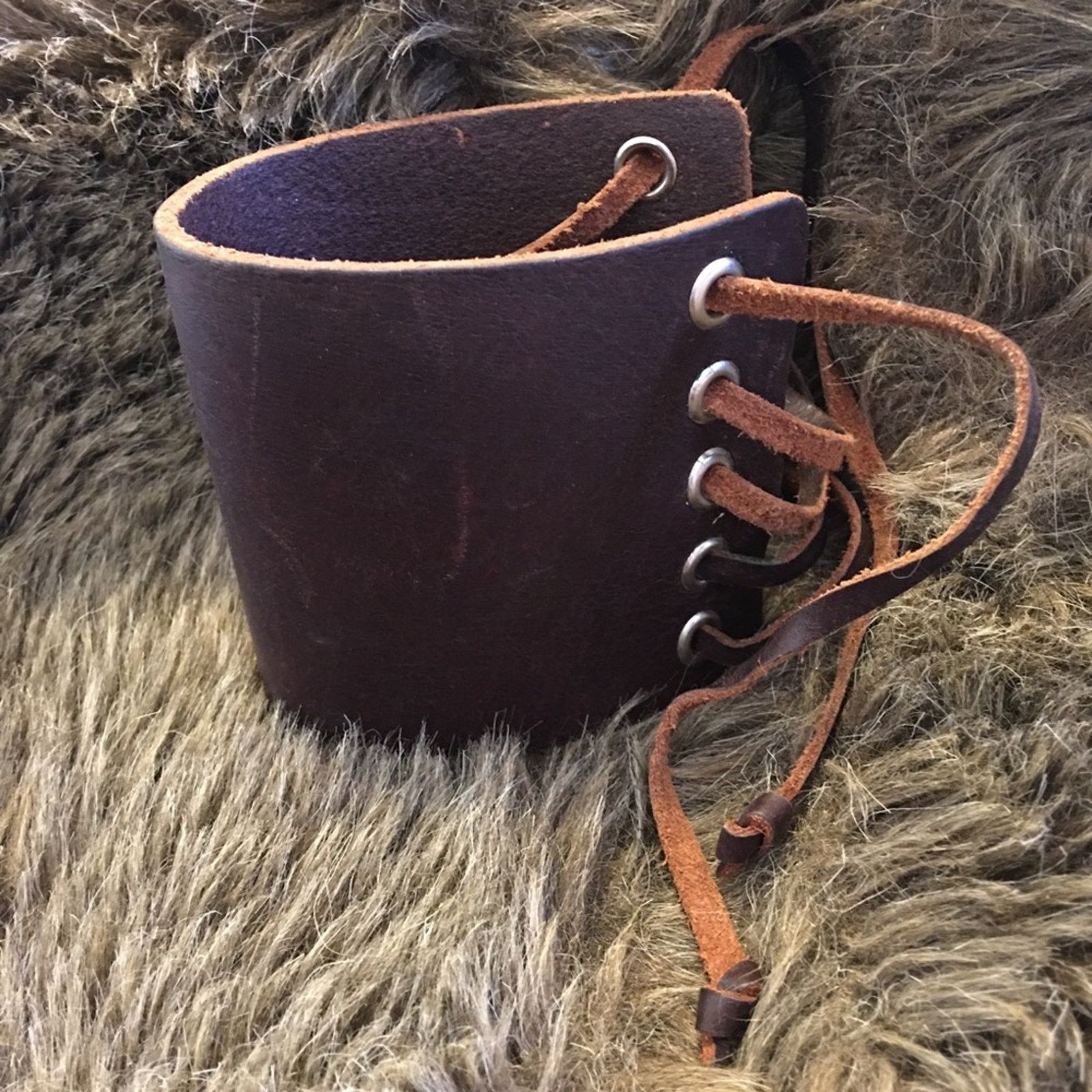 Vintage Vintage Napoli brown leather wide cuff bracelet Size ONE SIZE - 7 Thumbnail