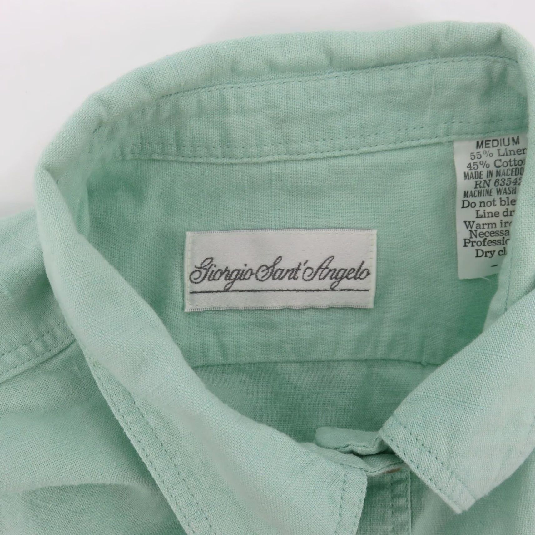 Vintage VINTAGE Giorgio Sant Angelo Women Medium Linen Cotton Green Collared Sleeveless Shirt Size M / US 6-8 / IT 42-44 - 7 Thumbnail