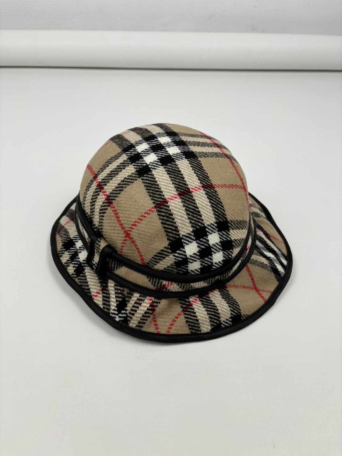 Burberry × Burberry Prorsum RARE VTG 90's BURBERRY'S Wool Nova Check Beige Bucket Hat England Cap Panama M Size ONE SIZE - 3 Thumbnail