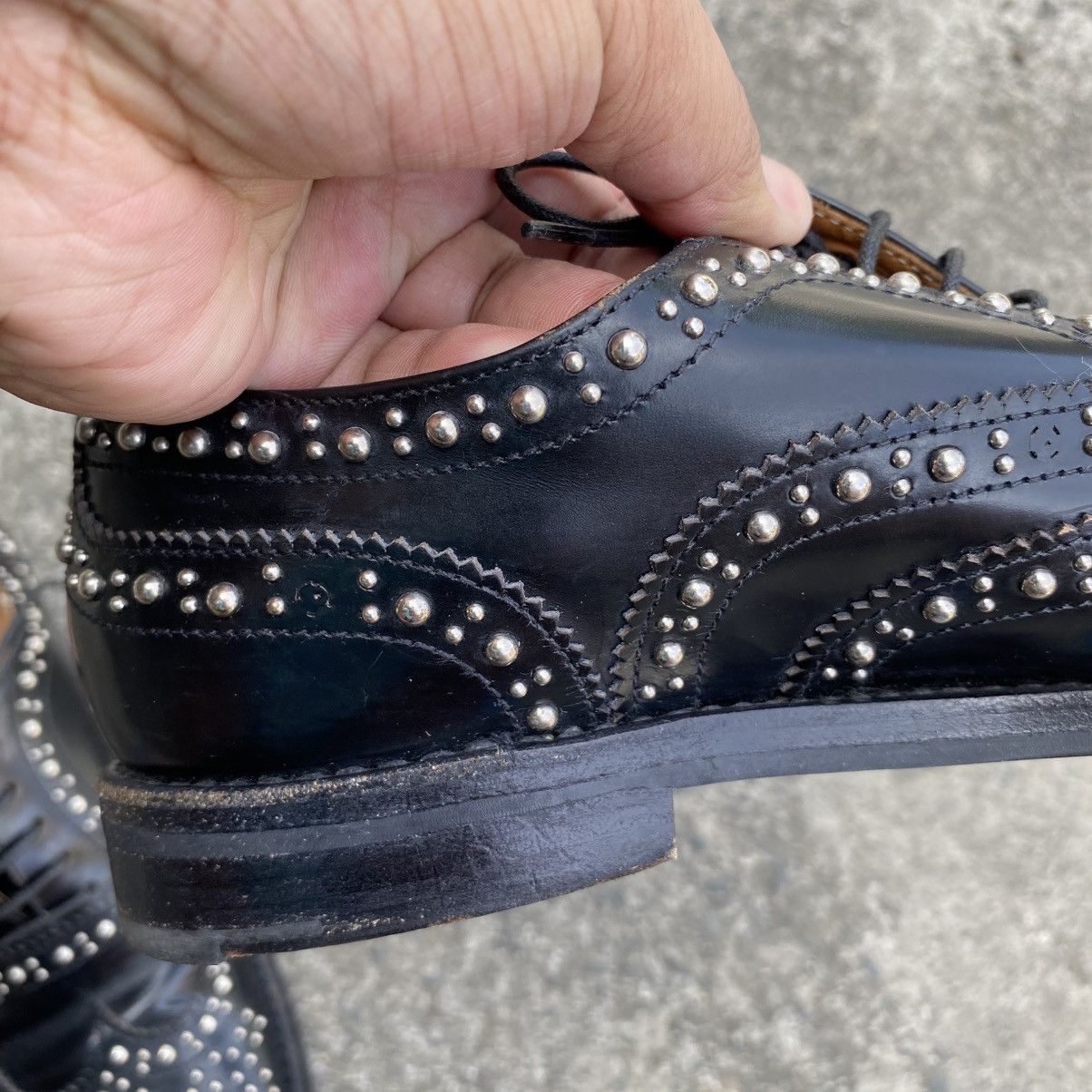 Church's Church’s Burwood Met Studded Glossed-Leather Brogues Size US 6 / EU 39 - 11 Thumbnail