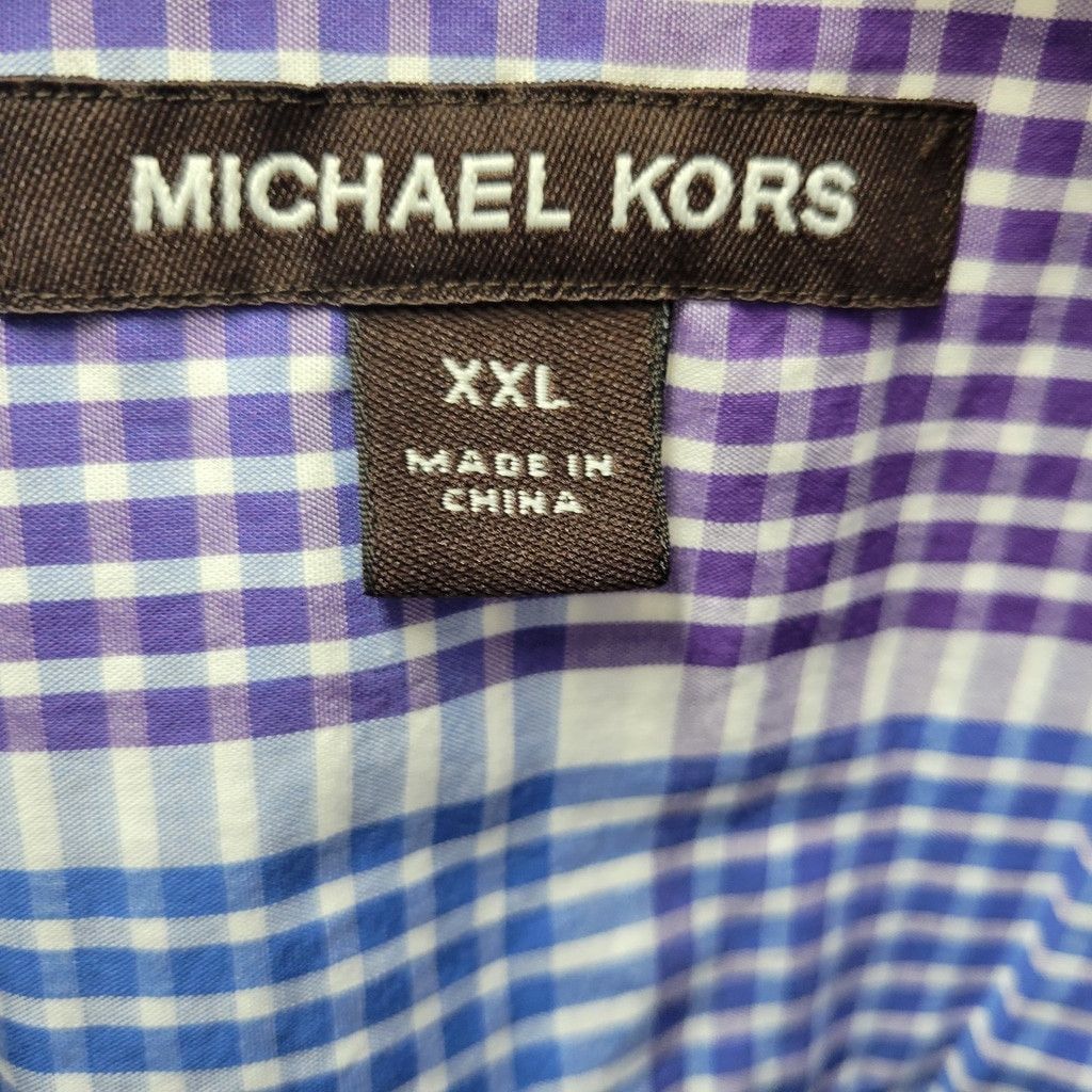 Michael Kors Michael Kors Men's Purple Blue Plaid Long Sleeve Size US XXL / EU 58 / 5 - 6 Thumbnail