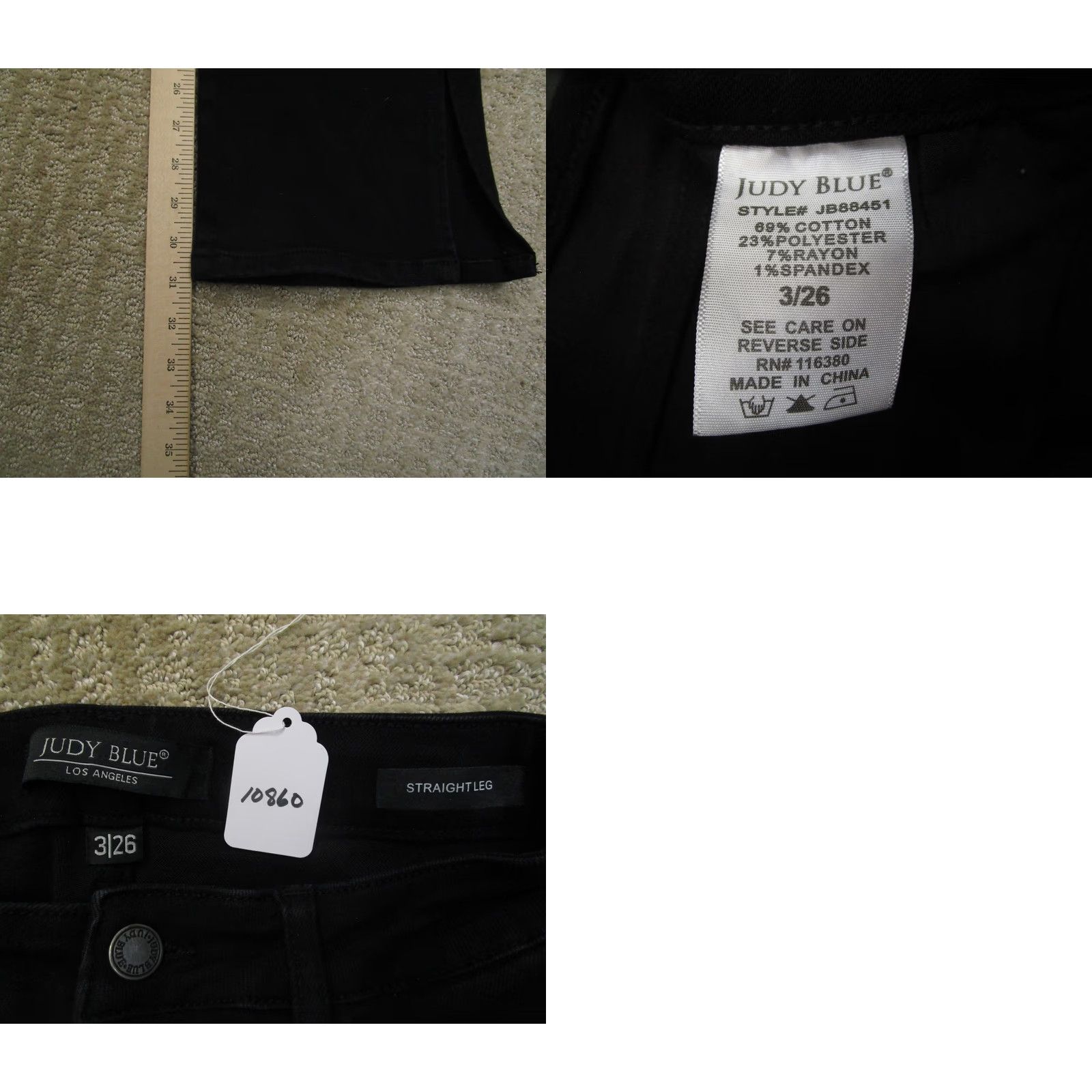 Vintage Judy Blue Jeans Women 26 Black High Rise Straight Relaxed Denim Pants Stretch Ball Park/School Theme? Size 26" / US 2 / IT 38 - 8 Thumbnail
