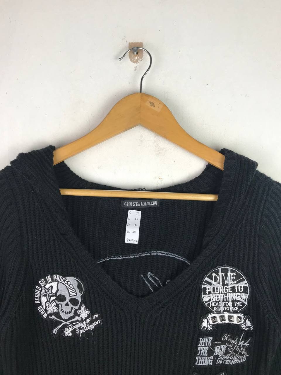 If Six Was Nine × Le Grande Bleu (L.G.B.) × Vintage Vintage Ghost Of Harlem Rare Design Knit Hoodie Size US M / EU 48-50 / 2 - 3 Thumbnail