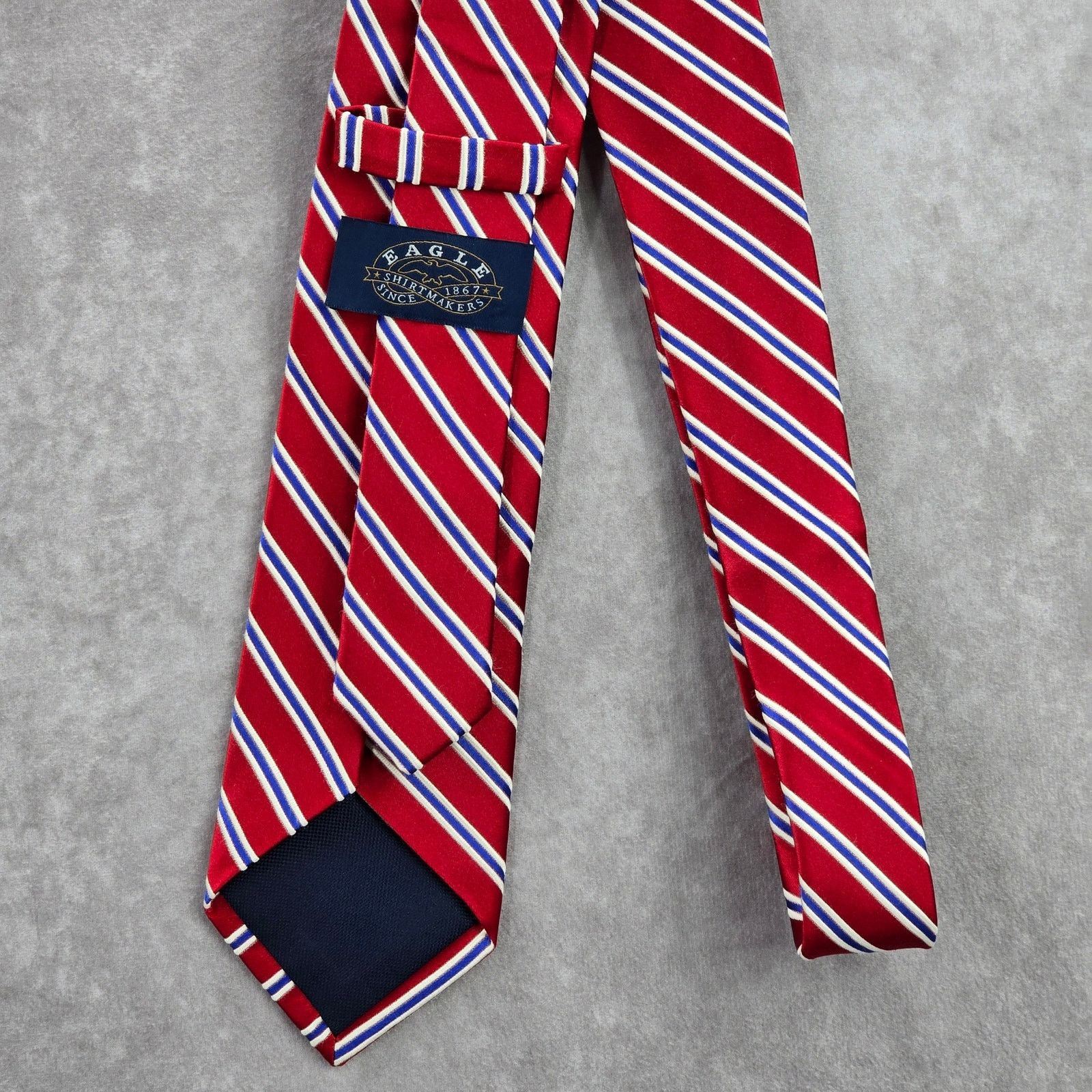 Other Eagle Red Blue White Stripe Repp 100% Silk Neck Tie NWOT Size 28 - 3 Thumbnail