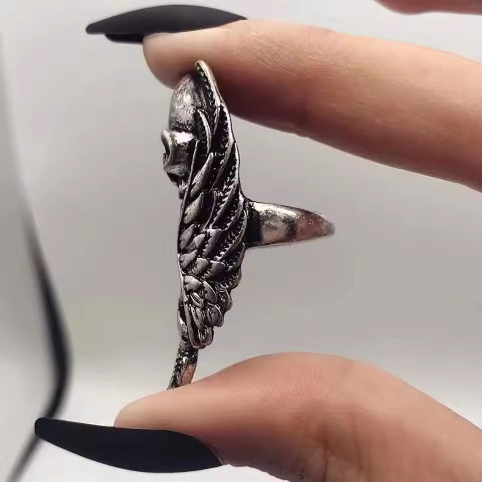 Japanese Brand × Jewelry Retro Skull Wings Knuckle Ring Resizeable Size ONE SIZE - 3 Thumbnail