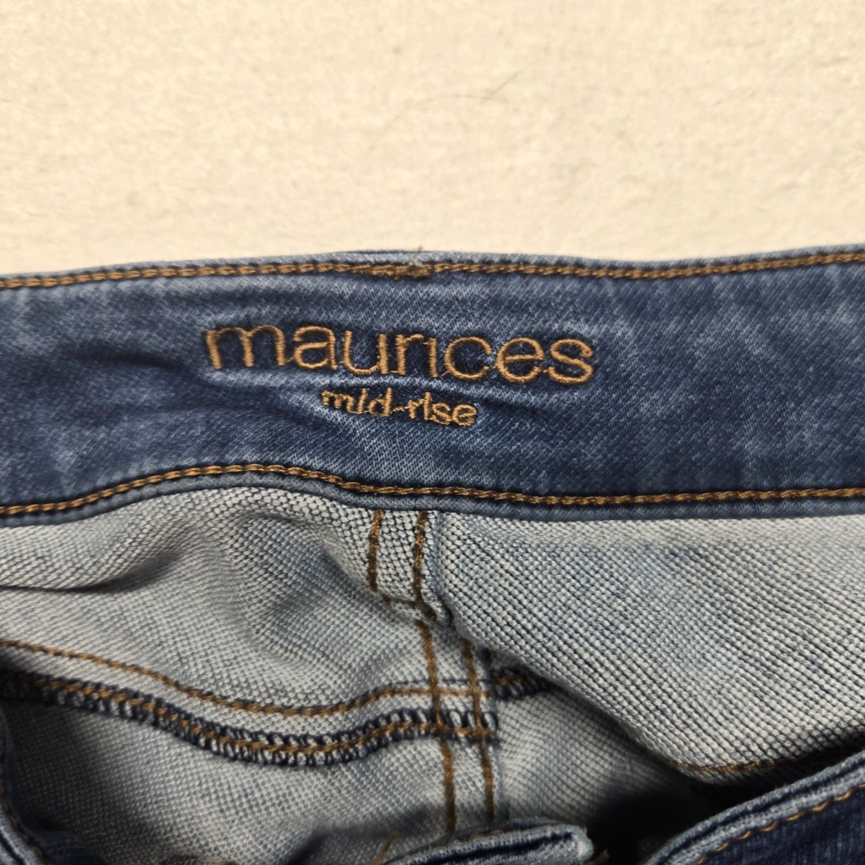 Vintage Maurices Jeans Blue Mid Rise Slim Stretch Distressed Denim Preppy Womens L Large Regular Size 36" / US 14 / IT 50 - 3 Thumbnail
