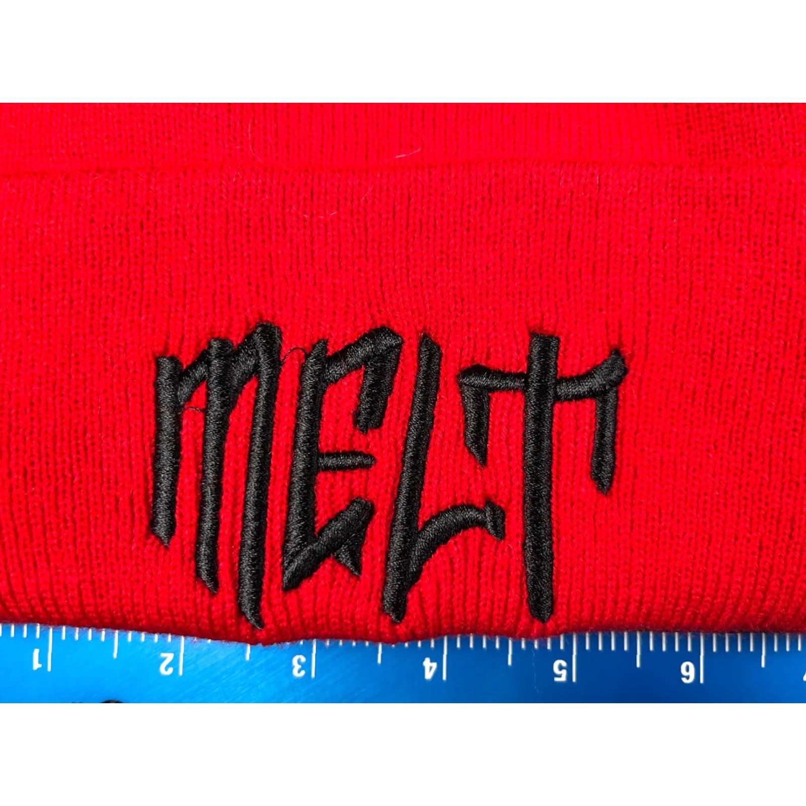 Vintage Melt Beanie Toque Unbranded Beanie One Size Red Embroidered Knit 100% Acrylic Adult Hat Mens Womens Unisex Skate Sakter Size ONE SIZE - 2 Thumbnail
