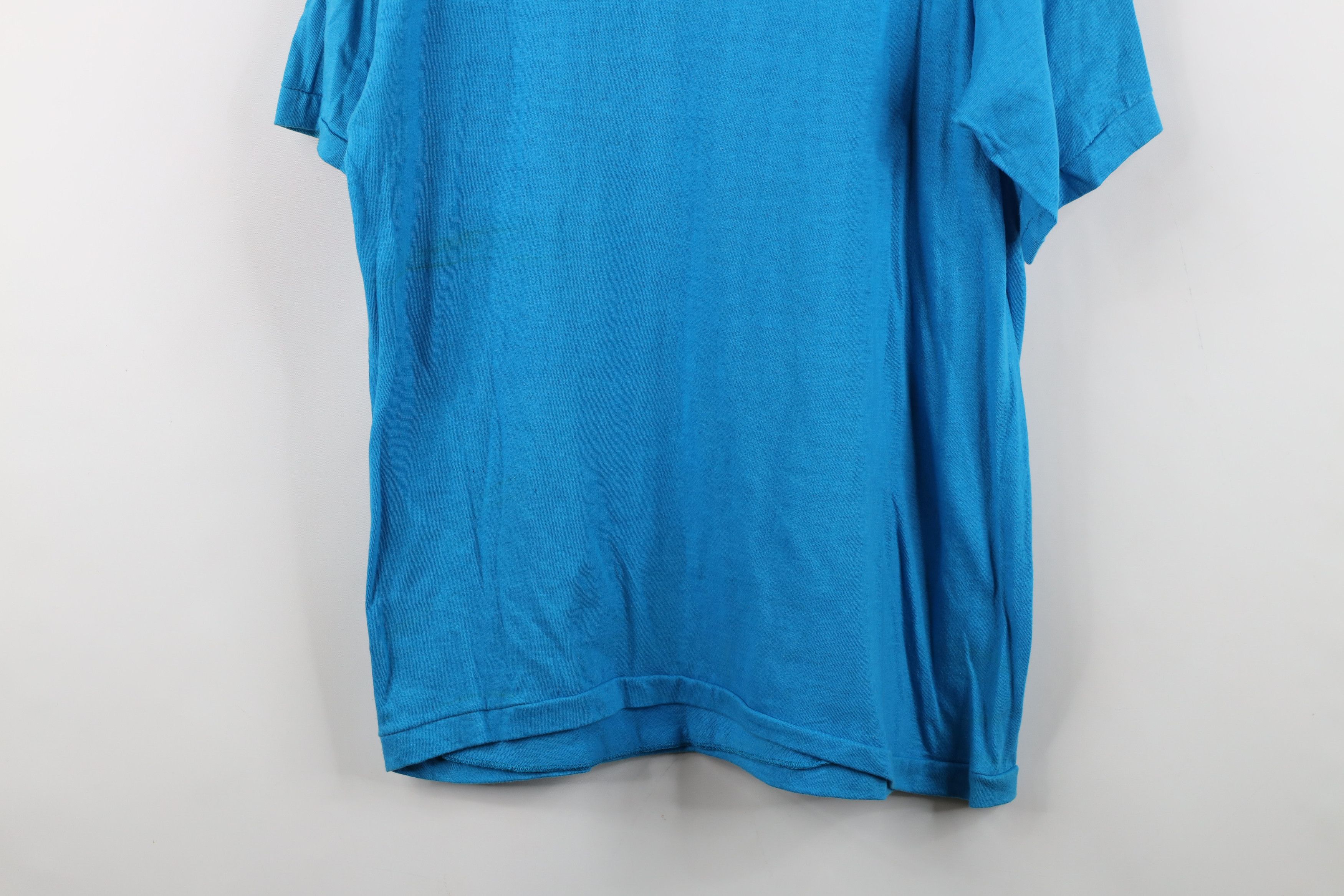 Vintage Vintage 90s Streetwear Distressed Blank Pocket T-Shirt Blue Size US M / EU 48-50 / 2 - 13 Thumbnail