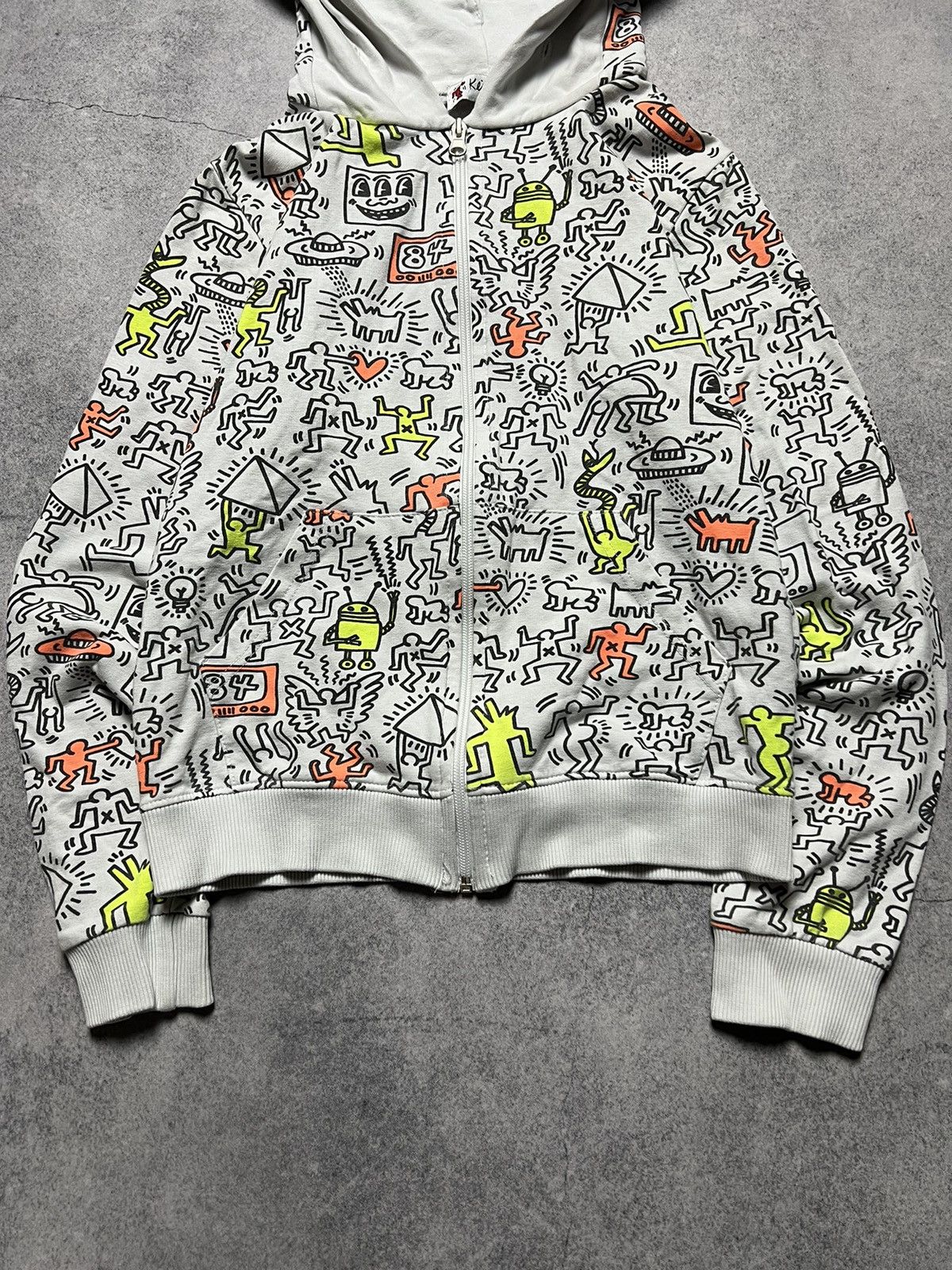 Keith Haring Vintage Keith Haring Monogram Overprinted Full Zip Hoodie Size S / US 4 / IT 40 - 4 Thumbnail