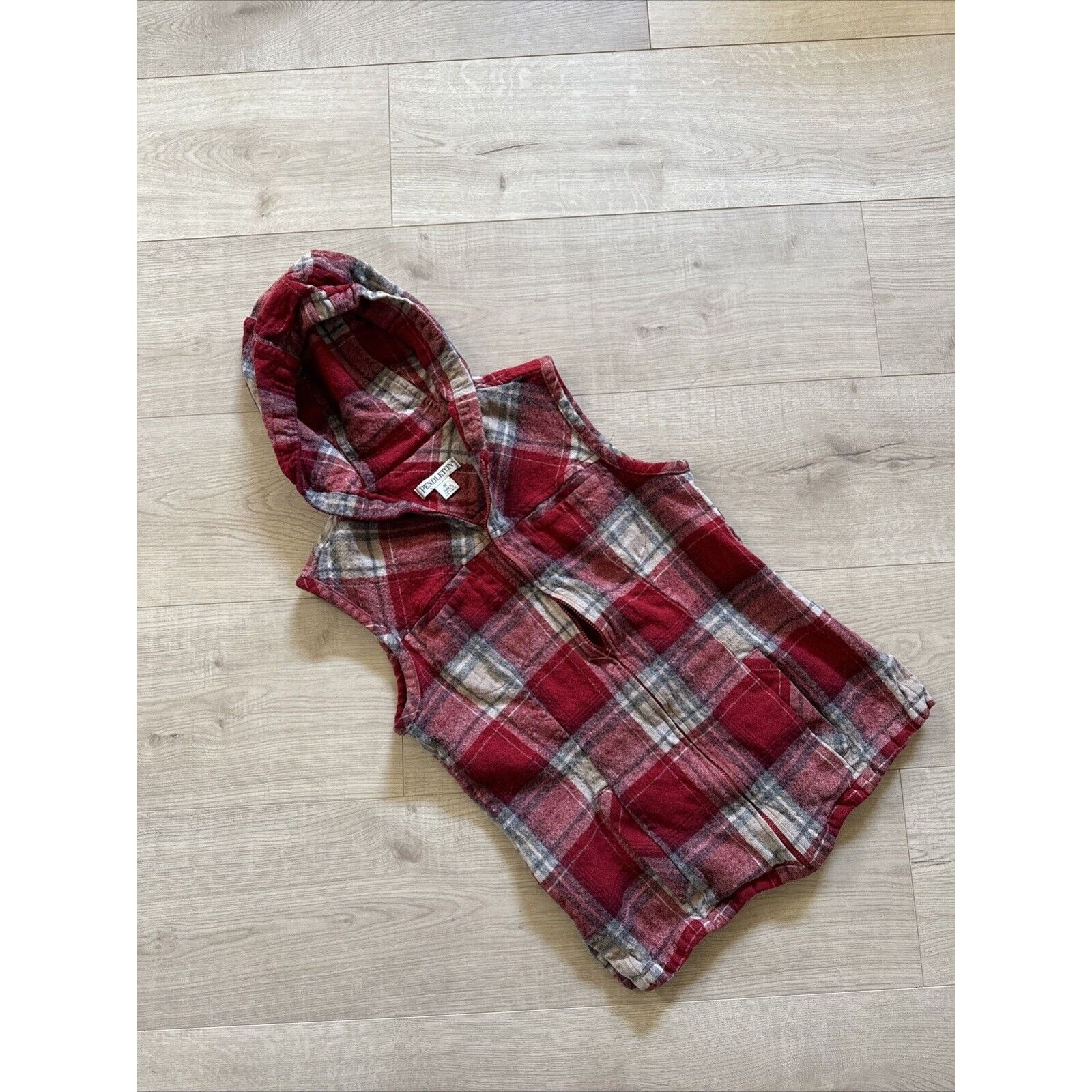Pendleton Vtg Pendleton Women's Plaid Sleeveless Vest Shacket Hooded Size M / US 6-8 / IT 42-44 - 1 Thumbnail