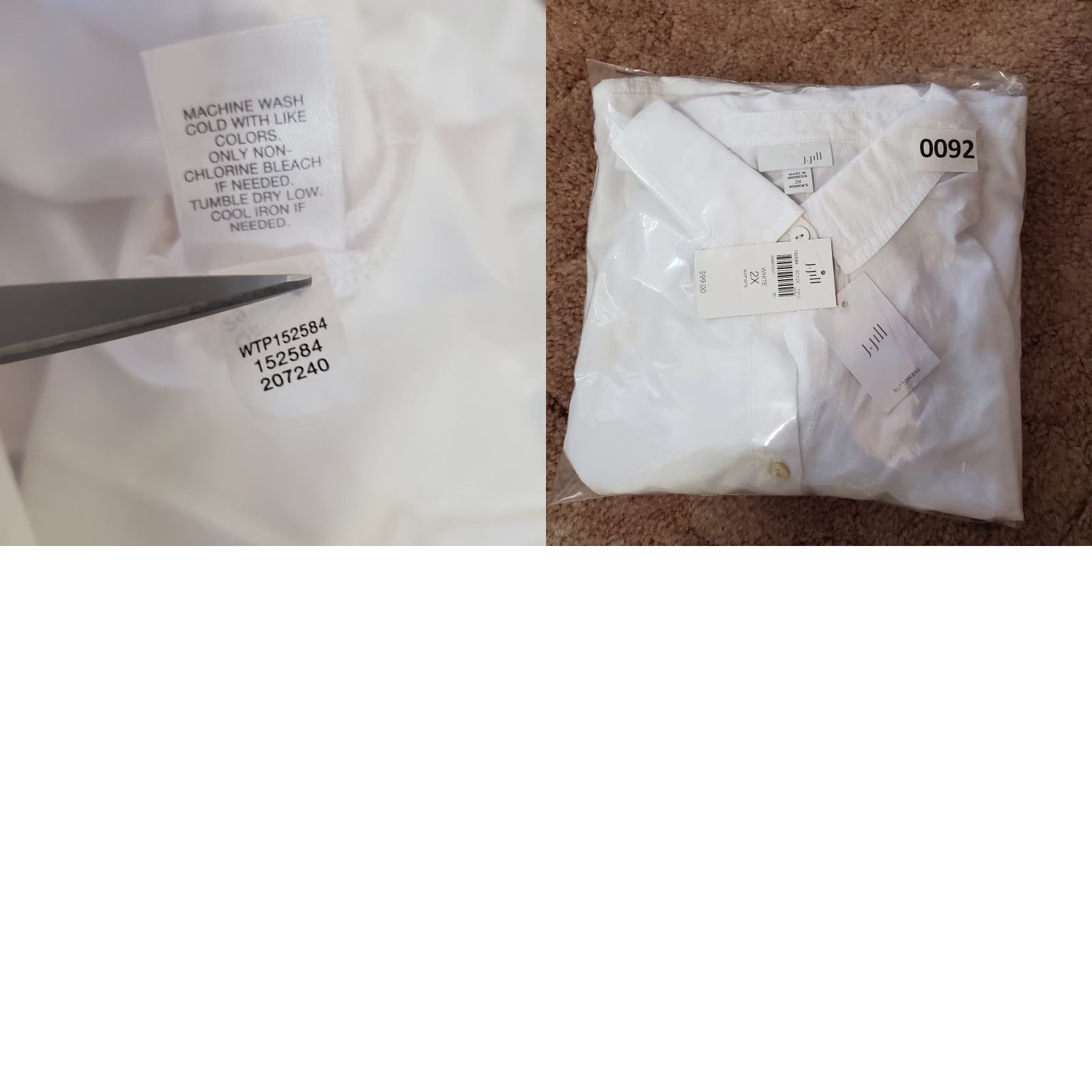 J. Jill J Jill Shirt Dress Women 2X White Tencel Button Front Tie Waist Roll Tab Sleeve Size XXL / US 16-18 / IT 52-54 - 9 Thumbnail