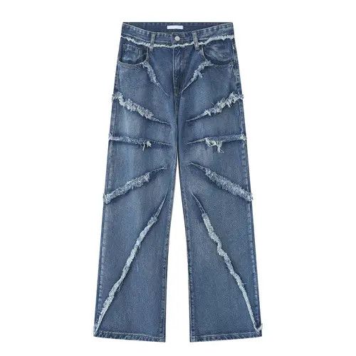 VIBE Fringed Shadow Baggy Denim Jeans Size US 30 / EU 46 - 4 Thumbnail