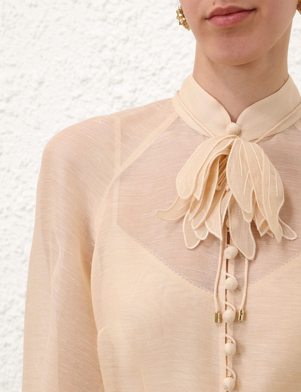 Zimmermann oc11z0925 Illustration Buttoned Blouse in Cream Size L / US 10 / IT 46 - 5 Thumbnail