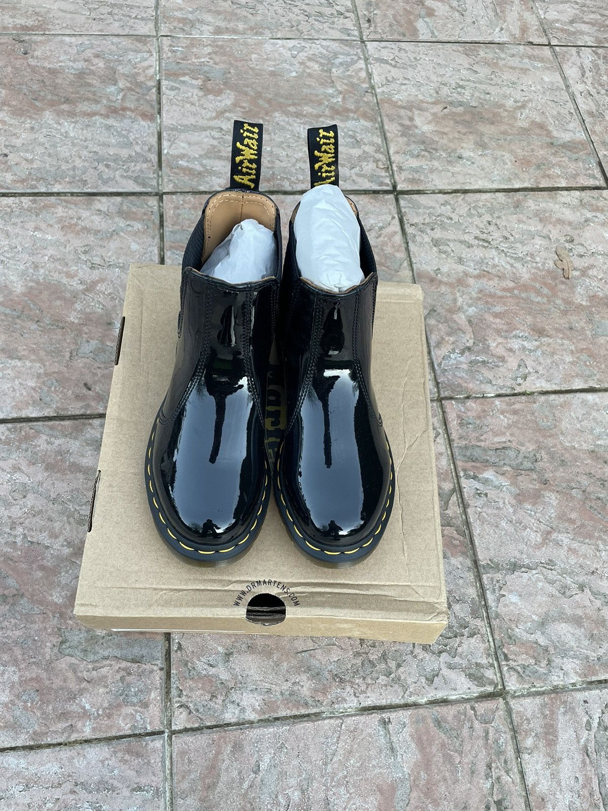 Dr. Martens Dock Martens Patent Lampers black ankle boots Size US 5 / IT 35 - 1 Thumbnail