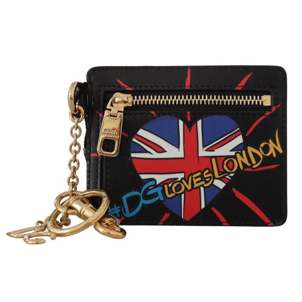 Dolce & Gabbana Black Leather #DGLovesLondon Keyring Cardhol