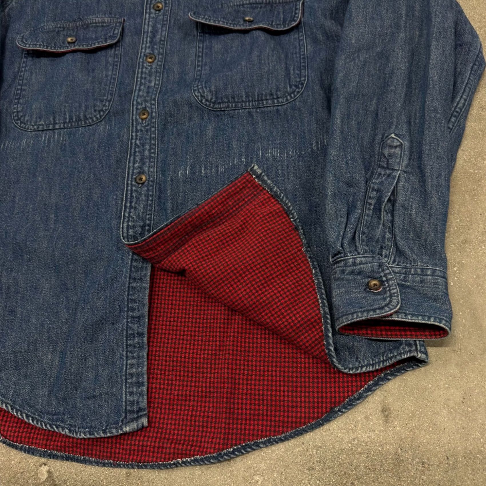 Vintage L.L. Bean Shacket Jacket Men M Blue Denim Flannel Lined Button Front Shirttail Hem Regular Size Medium Size US M / EU 48-50 / 2 - 2 Thumbnail