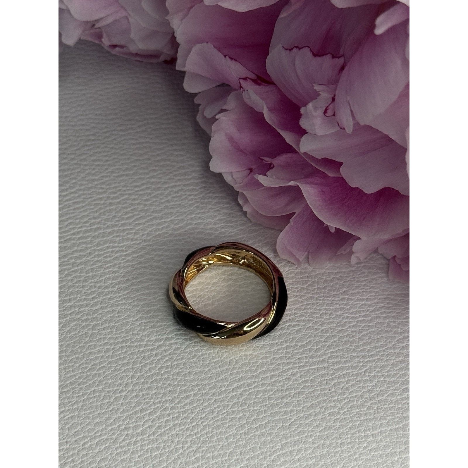 Jewelry 925 STERLING SILVER GOLD PLATED ONYX RING SIZE 8 Size ONE SIZE - 6 Thumbnail