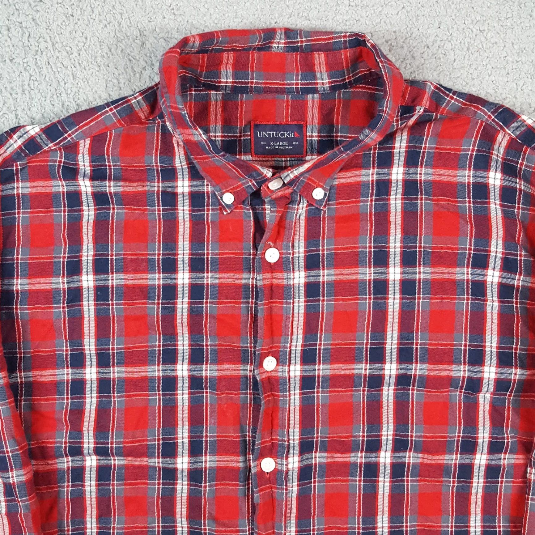 UNTUCKit VINTAGE UNTUCKit Red Plaid Flannel Shirt Men’s XL Button Up Collared Lumberjack 90s Casual Western Size US XL / EU 56 / 4 - 2 Thumbnail