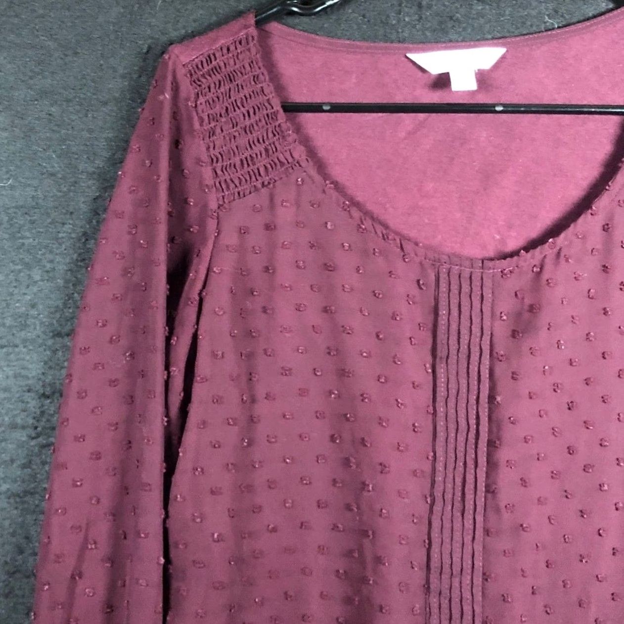 Lauren Conrad Lauren Conrad Blouse Womens Maroon Scoop Neck Lined Long Sleeve Modal Blend S Size S / US 4 / IT 40 - 4 Thumbnail