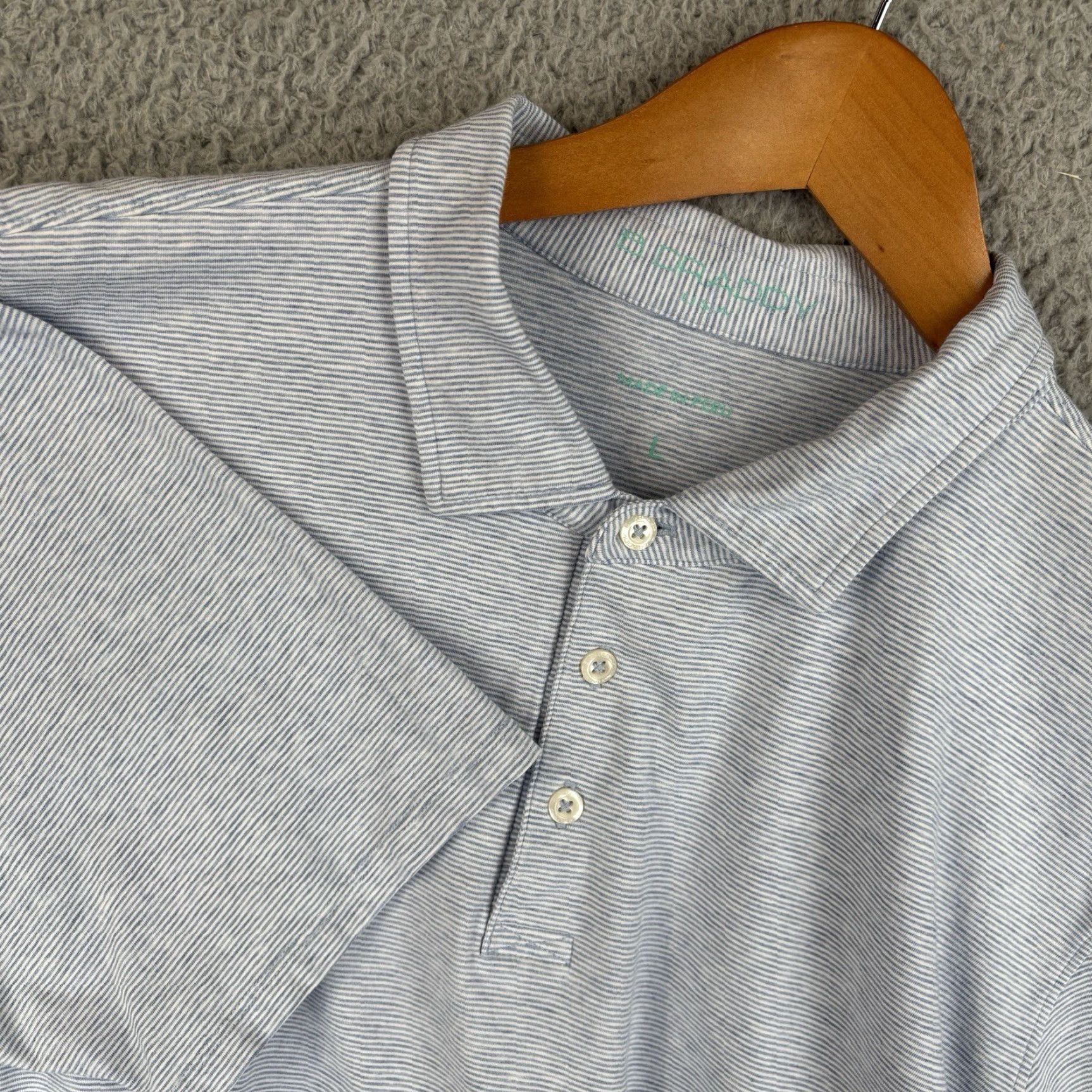 Vintage VINTAGE B Draddy Polo Shirt Mens L Blue Stripe Performance Stretch USA Flag Logo Shirt Size US L / EU 52-54 / 3 - 3 Thumbnail