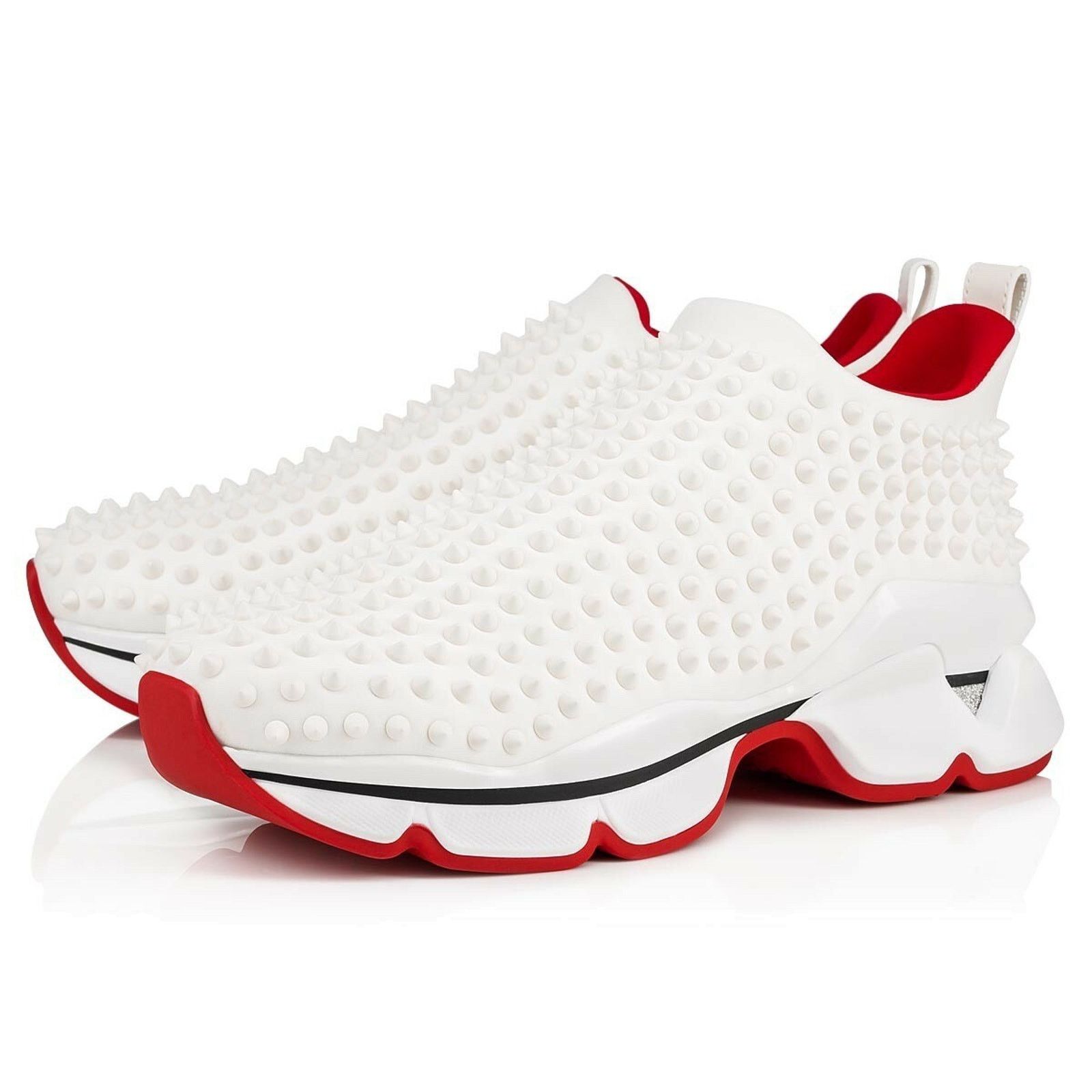 Christian Louboutin Christian Louboutin Mens Spike Sock 30 Neoprene White Low Size US 11 / EU 44 - 1 Thumbnail