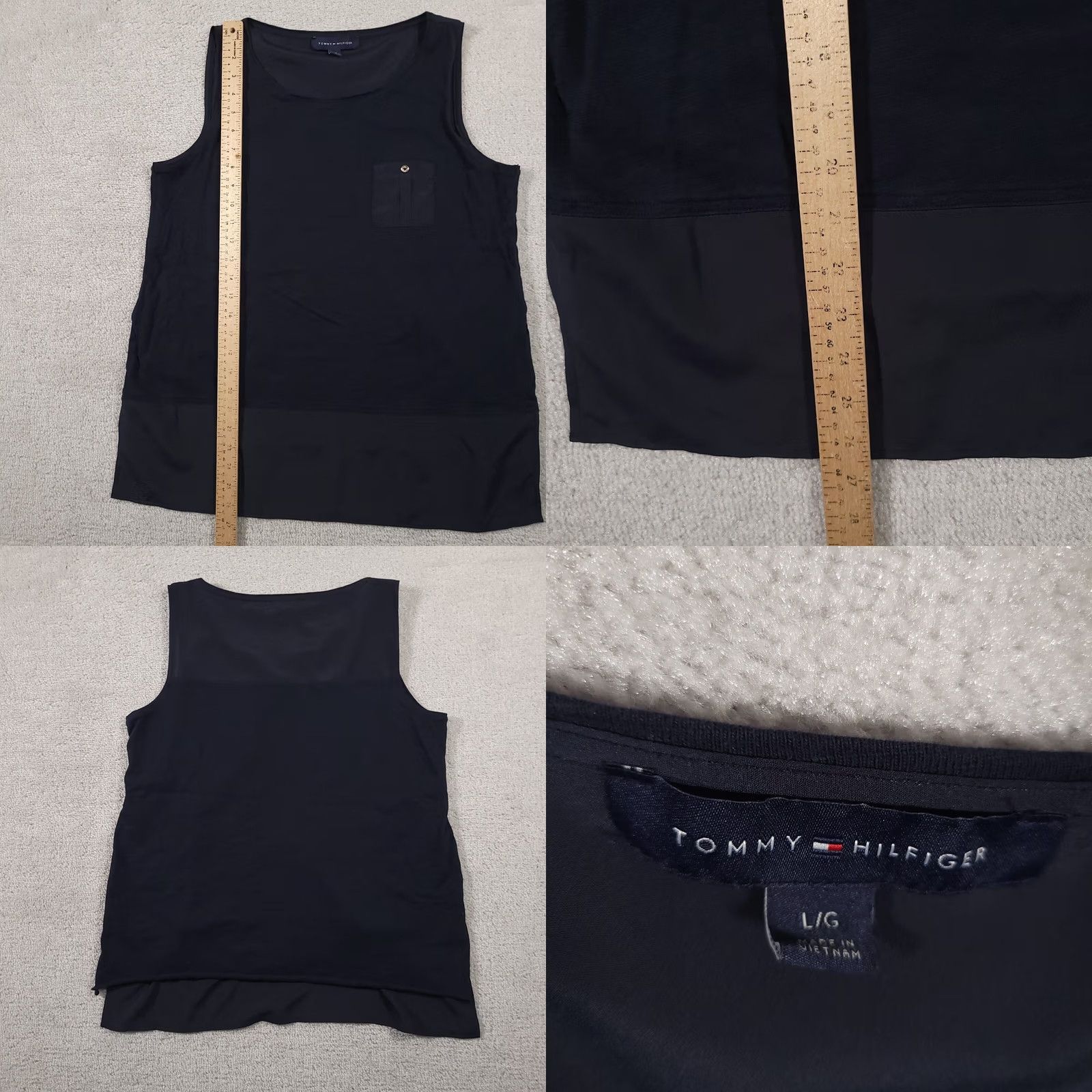 Tommy Hilfiger Tommy Hilfiger Sleeveless Blouse Women's Large Navy Blue Tank Shirt Pocket Shirt Size L / US 10 / IT 46 - 8 Thumbnail