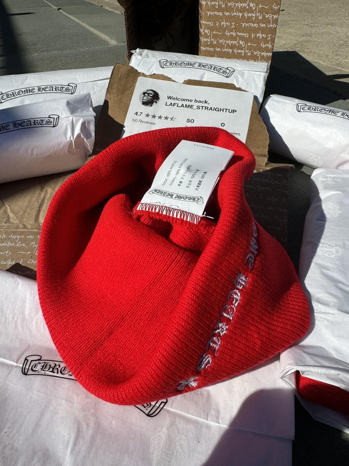 Chrome Hearts Chrome Hearts Red CH Beanie 🔴 Red BN 🔴 Size ONE SIZE - 16 Thumbnail