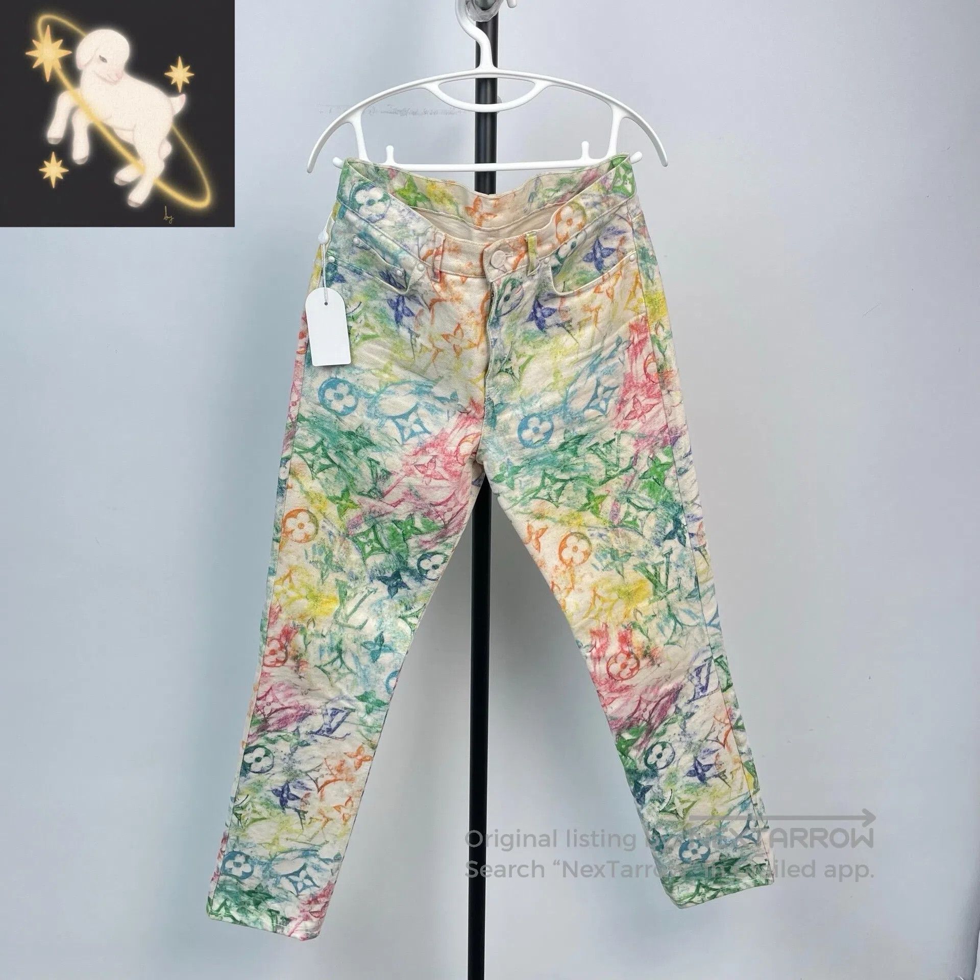 Louis Vuitton Louis Vuitton Colorful Crayon Print Full Length Jeans| Size US 28 / EU 44 - 1 Thumbnail