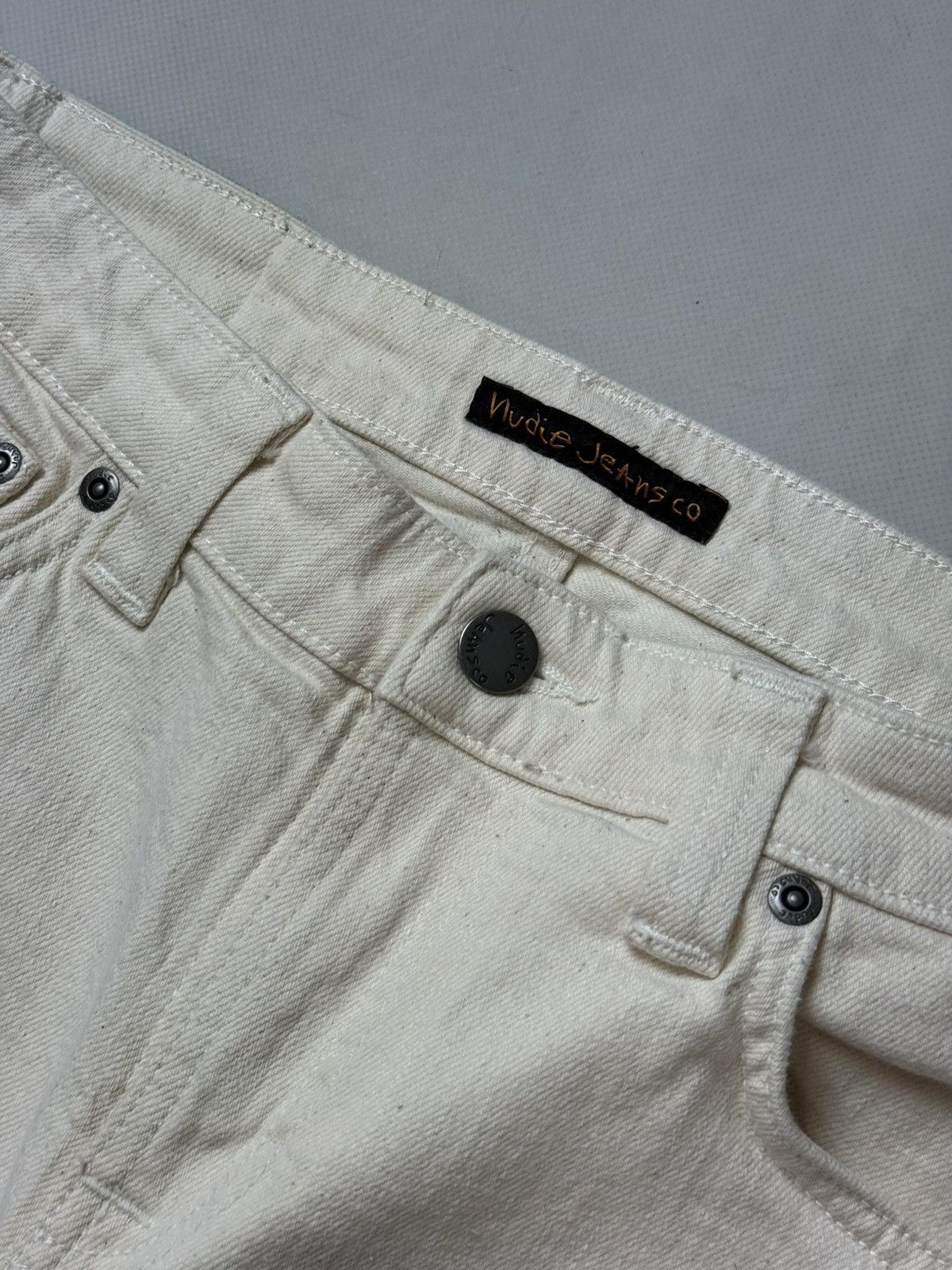 Nudie Jeans Nudie Jeans Co Skinny Lin Ecru Stretch Twill Men’s Jeans Size US 31 - 10 Thumbnail
