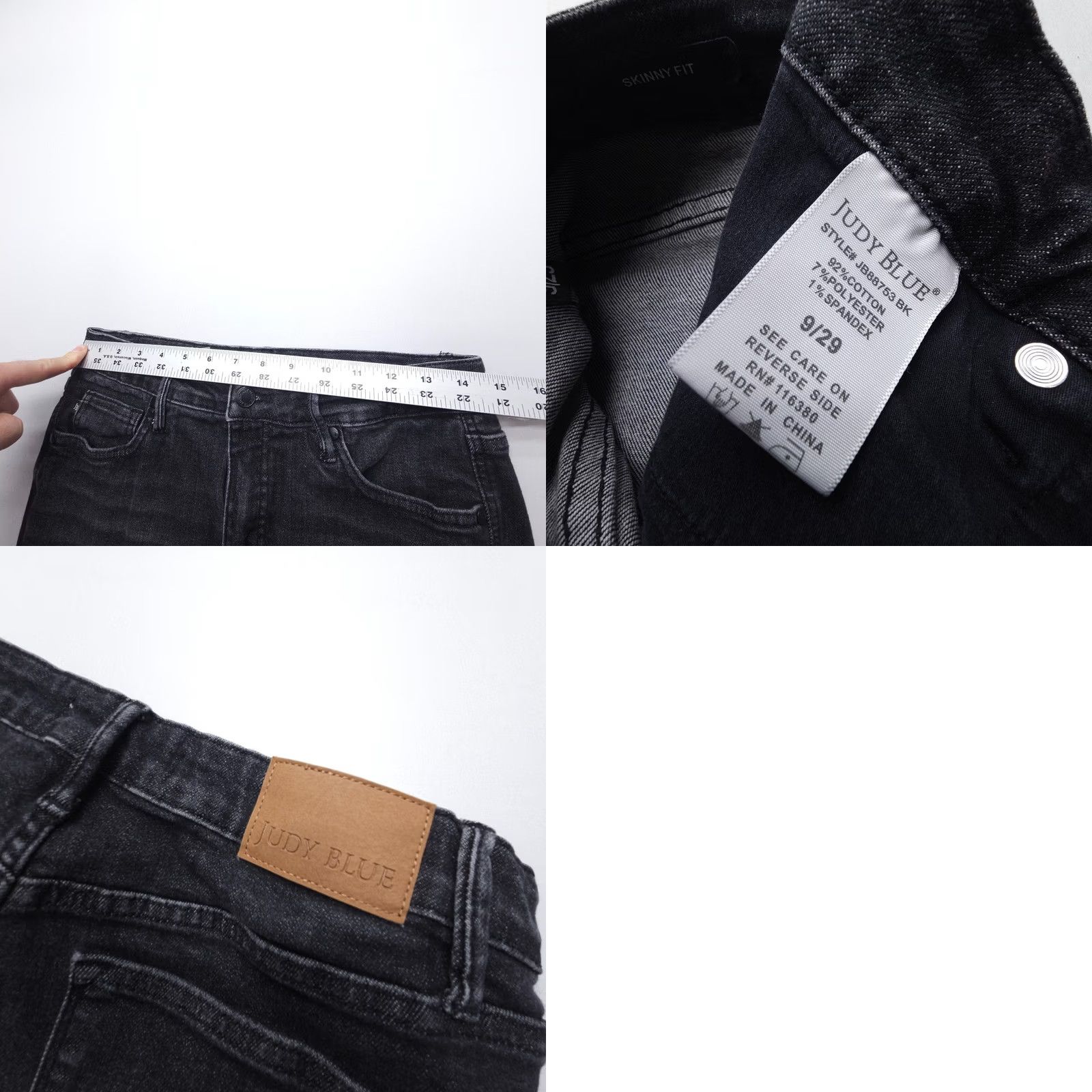Vintage Judy Blue Skinny Fit Jeans Womens 9 29 High Rise Black Stretch Denim 28" Insm Size 29" - 8 Thumbnail