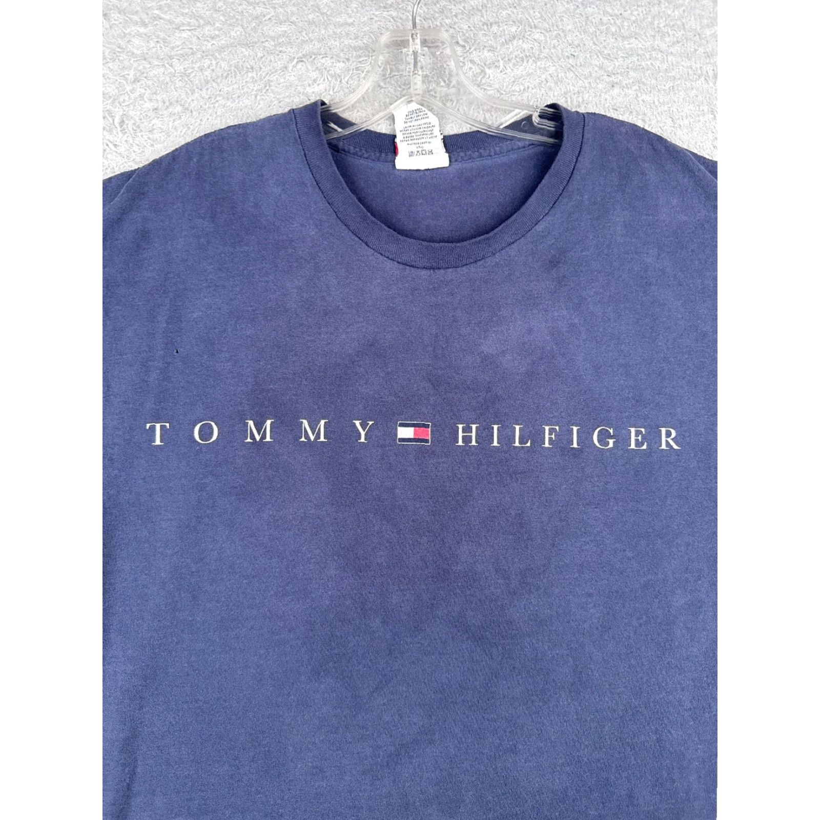 Tommy Hilfiger VINTAGE Tommy Hilfiger Shirt Men L Blue Crew Neck Short Sleeve 100% Cotton Embroidered Logo American Classic 90s Mens Size US L / EU 52-54 / 3 - 6 Thumbnail