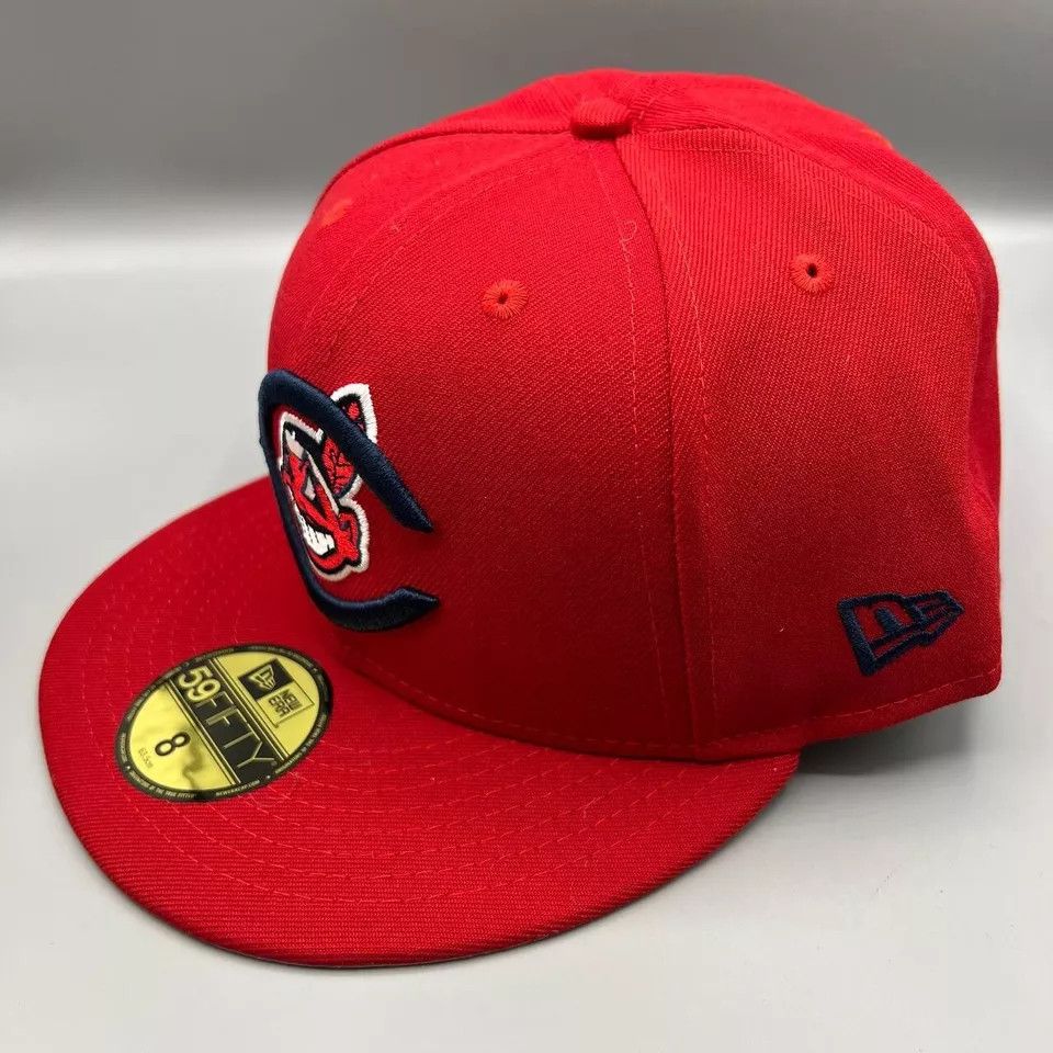 New Era Cleveland Indians Guardians Hat Men 8 Red Fitted New Size ONE SIZE - 3 Thumbnail