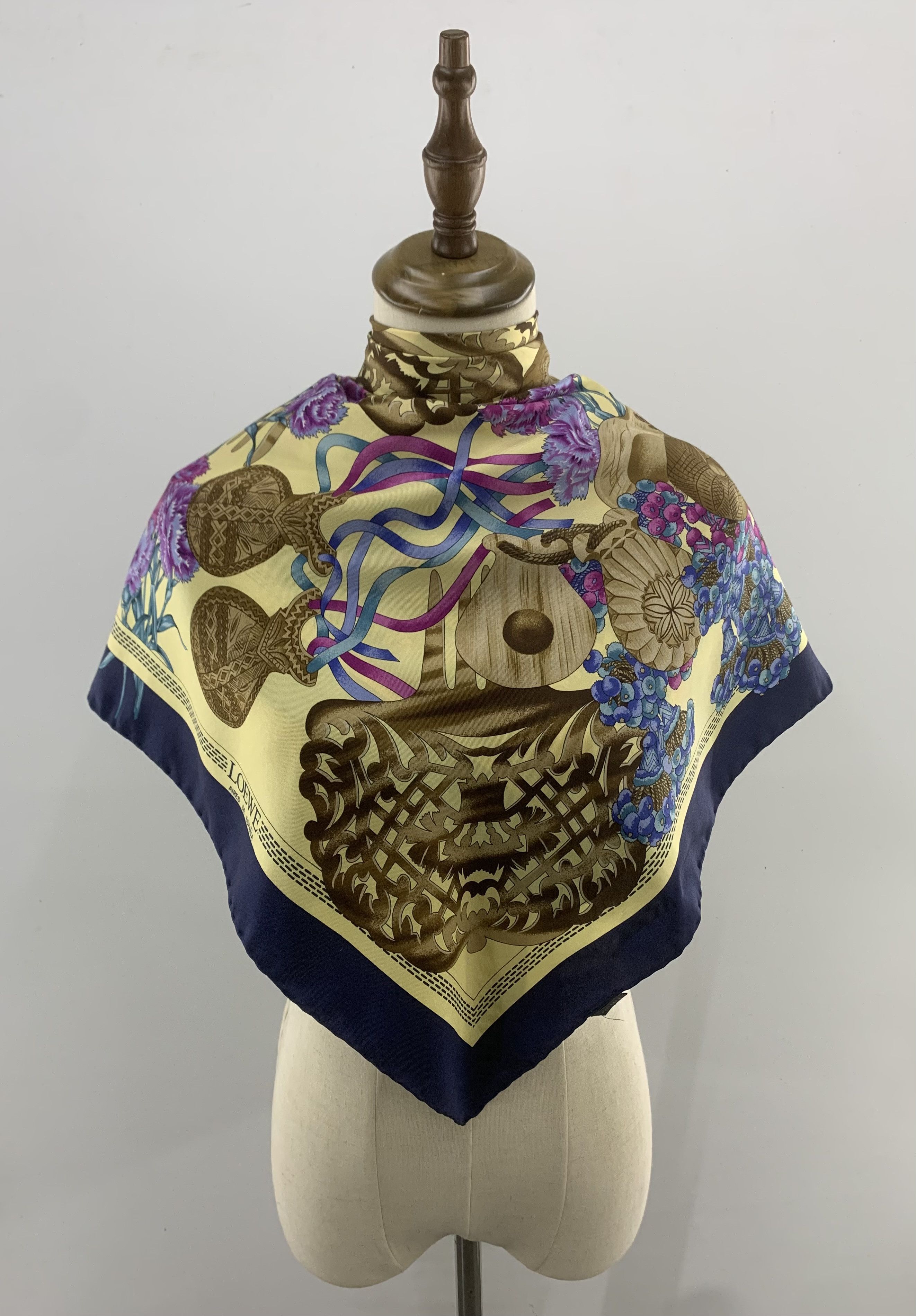 Vintage Loewe Scarf Silk Carre Foulards 90cm Grailed