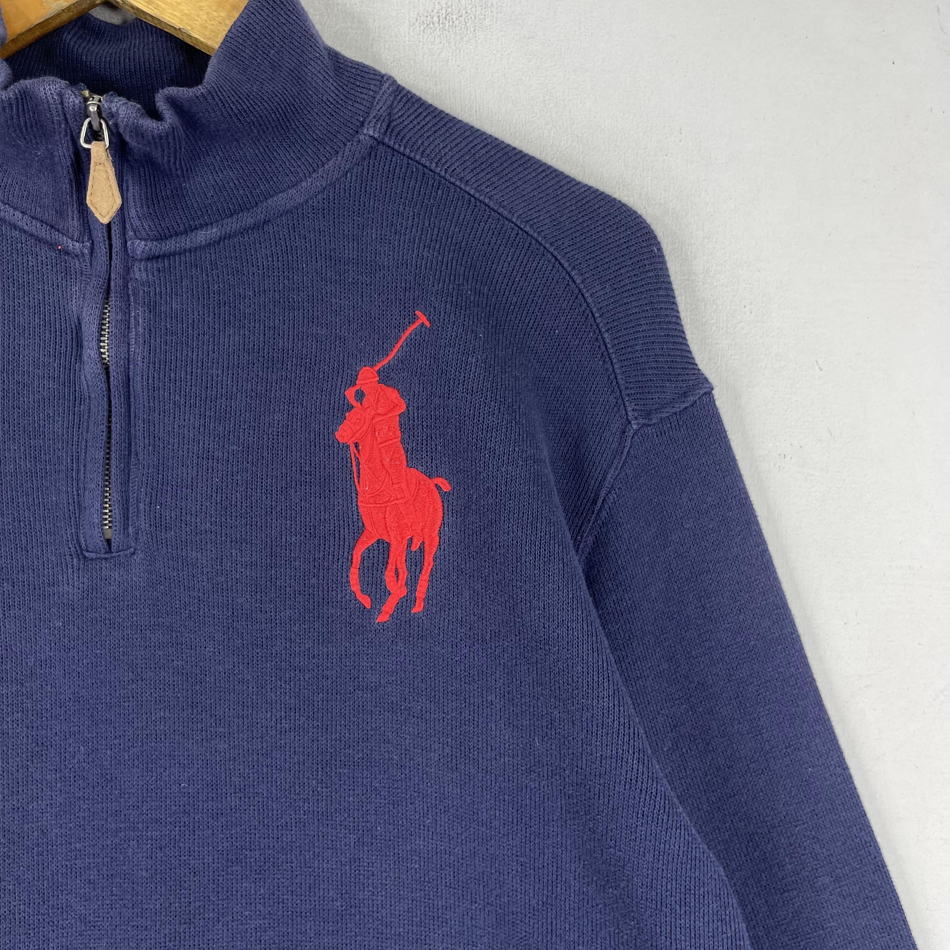 Polo Ralph Lauren × Vintage Vintage POLO RALPH LAUREN Big Pony Half Zipper Sweater Size US M / EU 48-50 / 2 - 2 Thumbnail