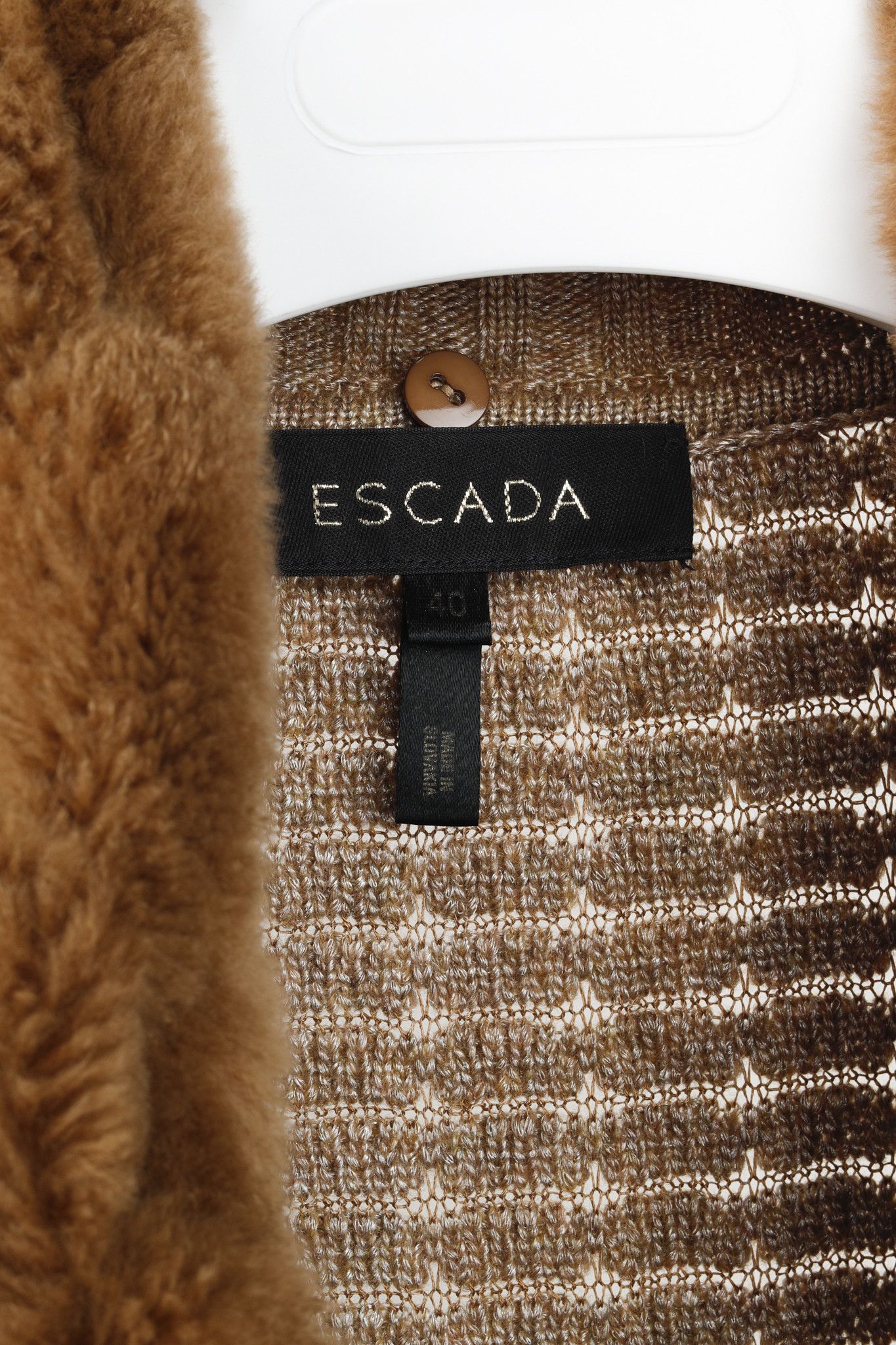 Escada Escada Brown Cardigan with Fur Chainlink Collar Size M / US 6-8 / IT 42-44 - 4 Thumbnail