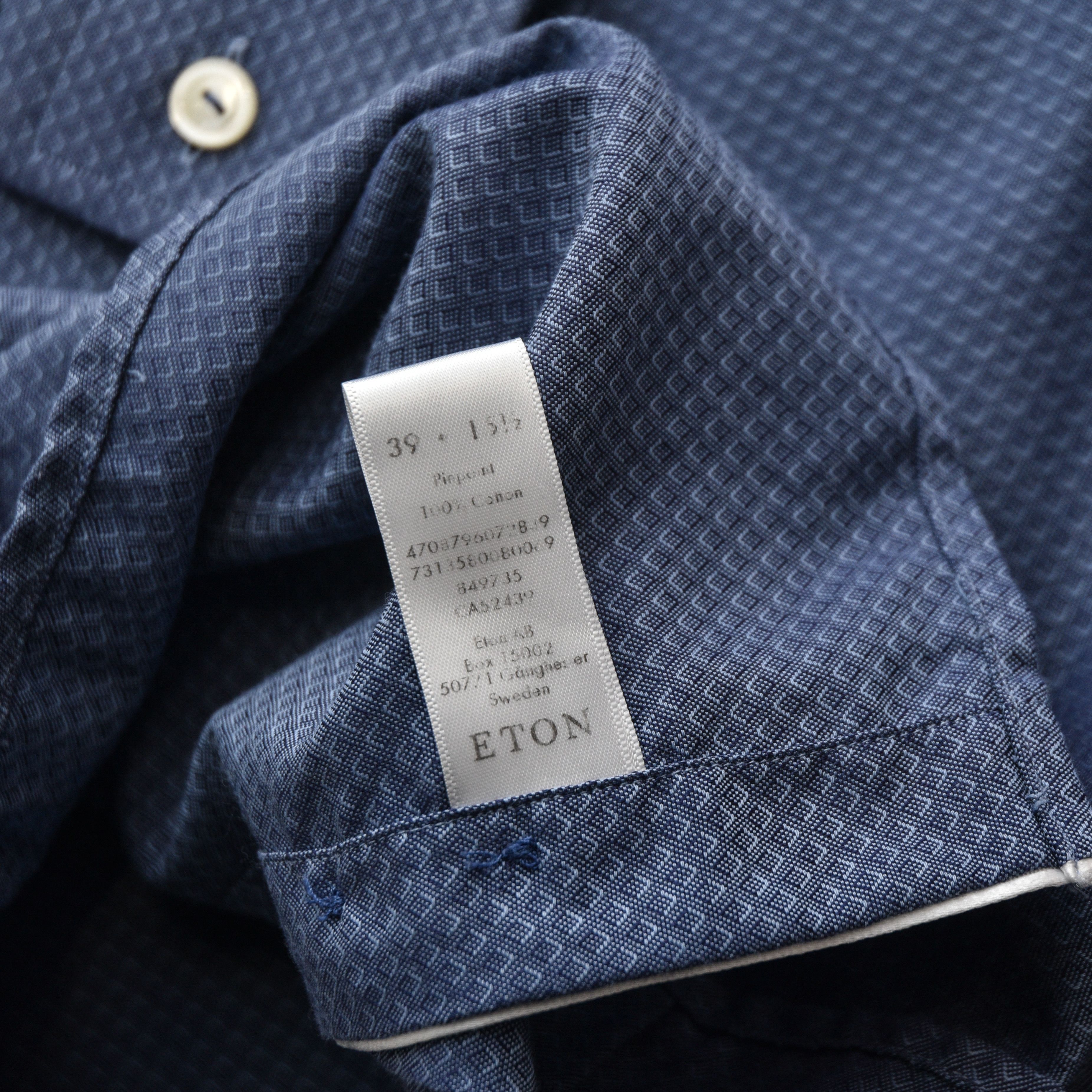 Eton ETON Slim Fit Shirt Blue Micro Geometric Pinpoint Size 39 / Size US M / EU 48-50 / 2 - 14 Thumbnail