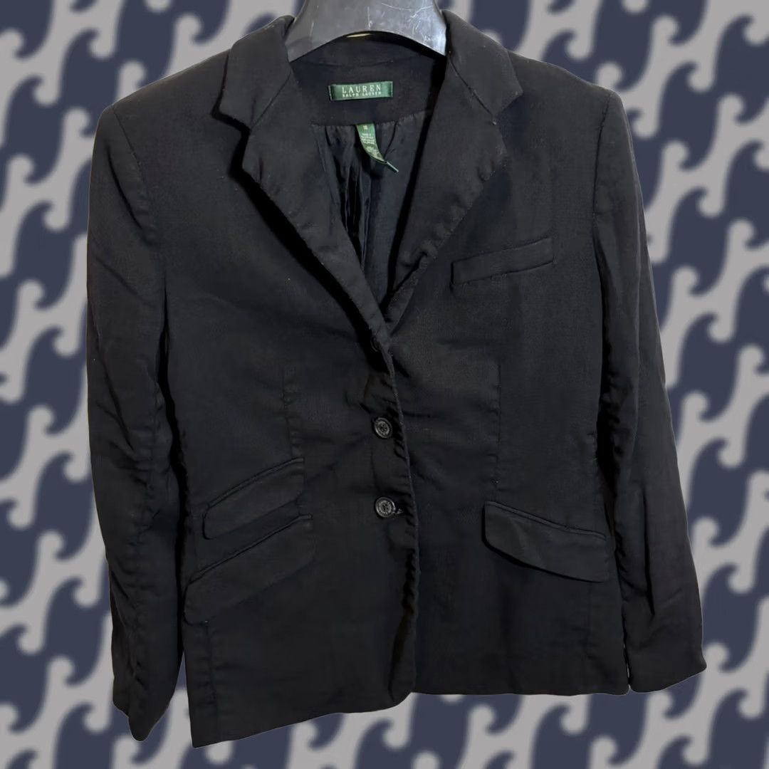 Ralph Lauren VINTAGE Lauren Ralph Lauren Blazer Women Size 14 Black Wool Blend Classic Blazer Coat Size XL / US 12-14 / IT 48-50 - 1 Thumbnail
