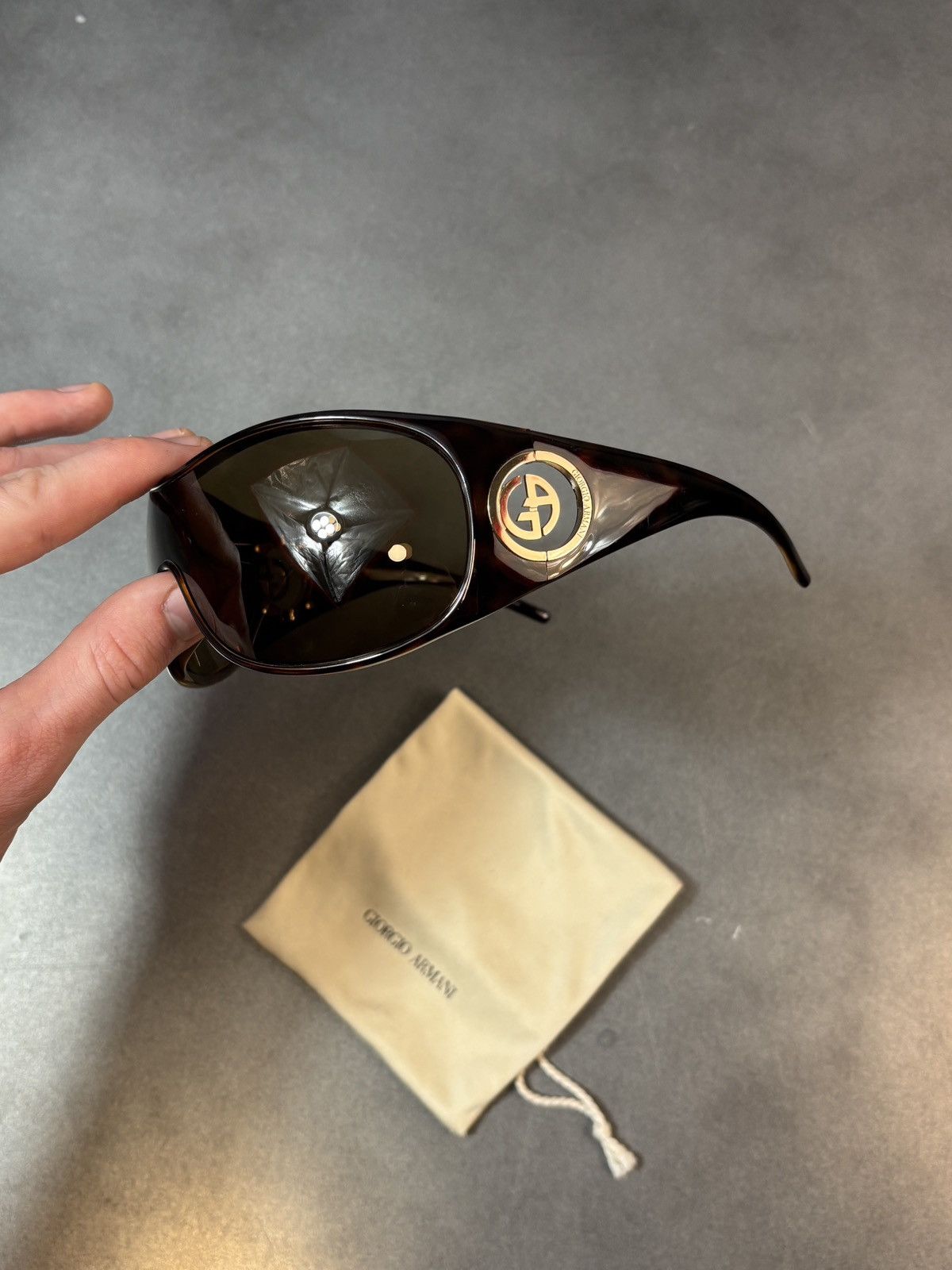 Giorgio Armani × Vintage 2000s Giorgio Armani Sunglasses GA 340/S Oversized Wrap Y2K Size ONE SIZE - 14 Thumbnail