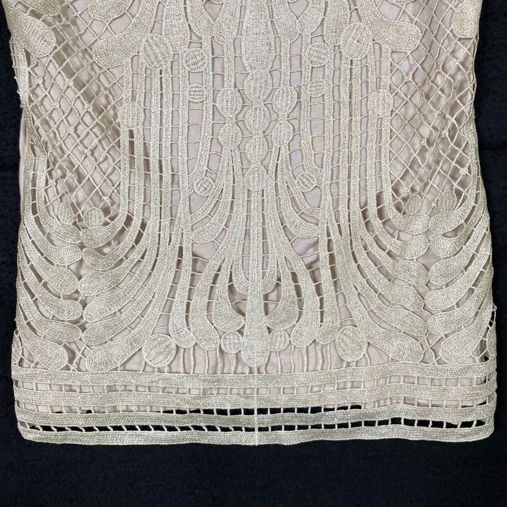 Express Express Womens Tank Tan Metallic Embroidered Scoop Neck Stretch Large Size L / US 10 / IT 46 - 3 Thumbnail