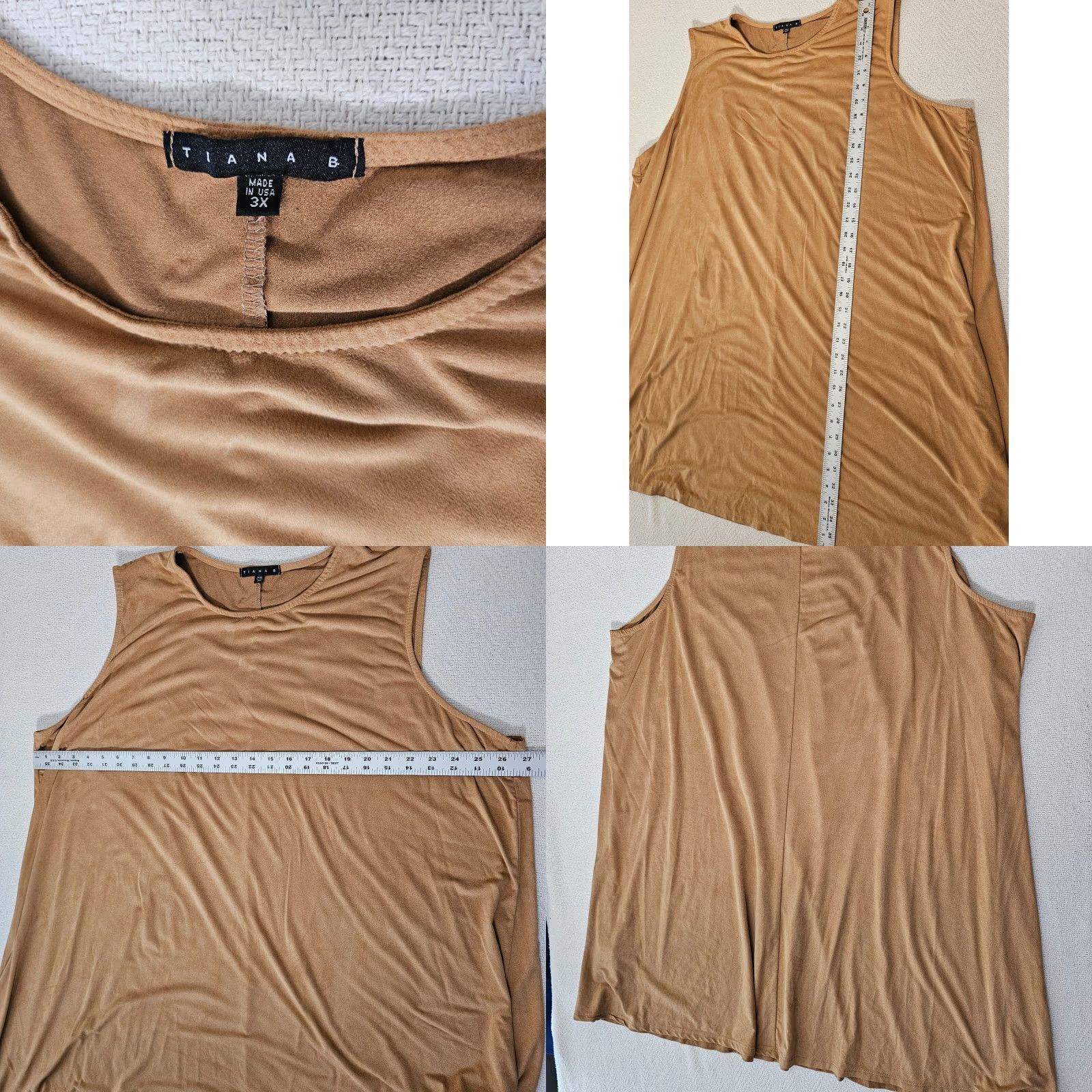 Camel VINTAGE Tiana B Women's Plus Size 3X A-Line Faux Suede Dress Sleeveless Fall Casual Size XXL / US 16-18 / IT 52-54 - 8 Thumbnail