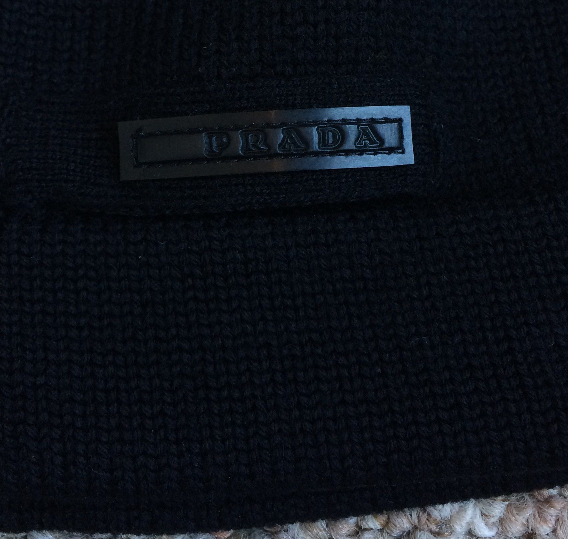 Prada F/W 2010 Prada Linea Rossea Leather Logo Beanie Hat Size ONE SIZE - 2 Thumbnail