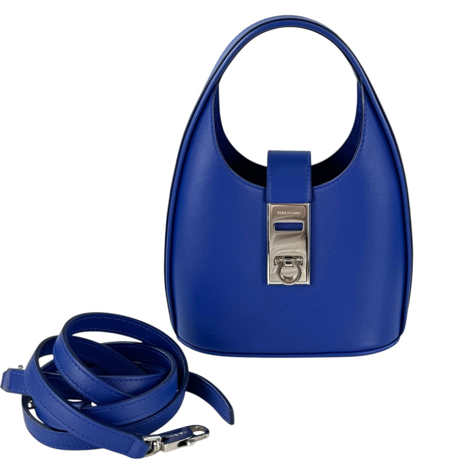 Salvatore Ferragamo Ferragamo Royal Blue Gancini Mini Hobo Two-Way Bag Size ONE SIZE - 4 Thumbnail