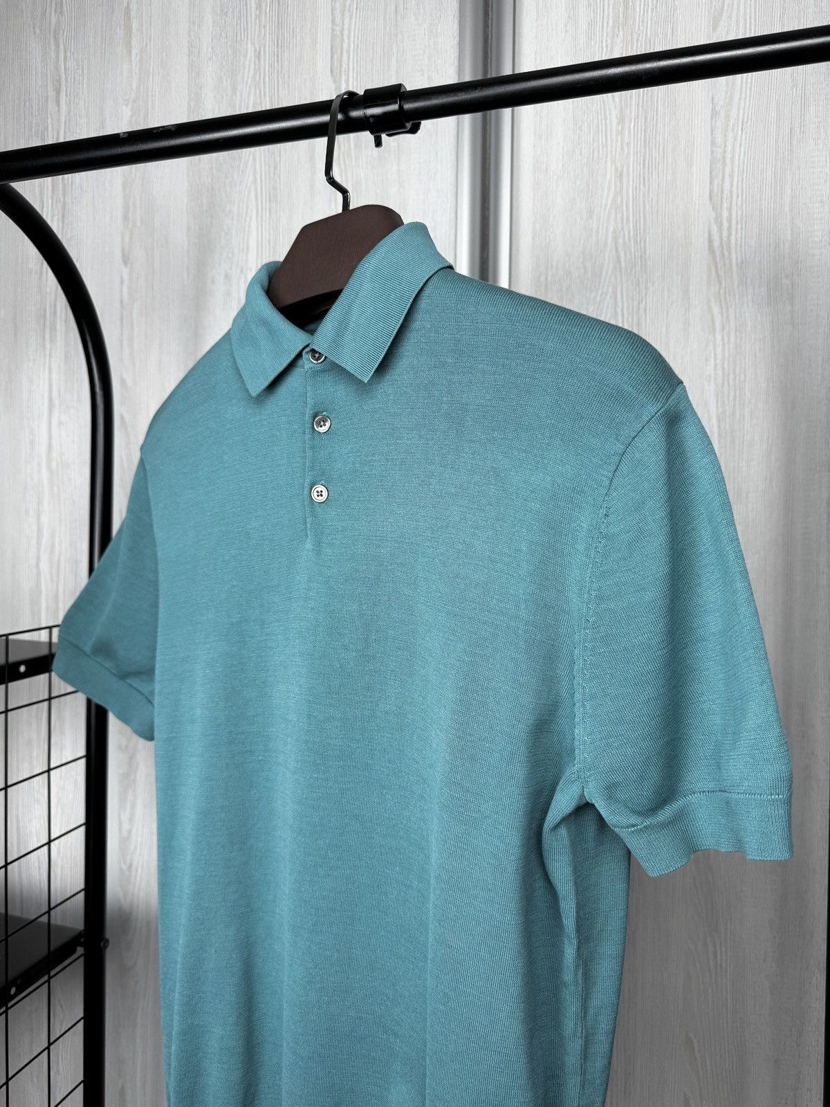 Suitsupply SUITSUPPLY Men Cotton Silk Green Polo Neck Pullover Stretchy Size US L / EU 52-54 / 3 - 4 Thumbnail