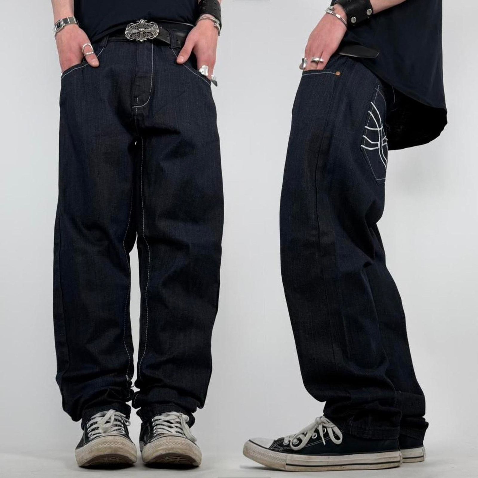 Japanese Brand Vintage y2k baggy wide leg rare raw dark wash archive jeans Size US 32 / EU 48 - 1 Thumbnail